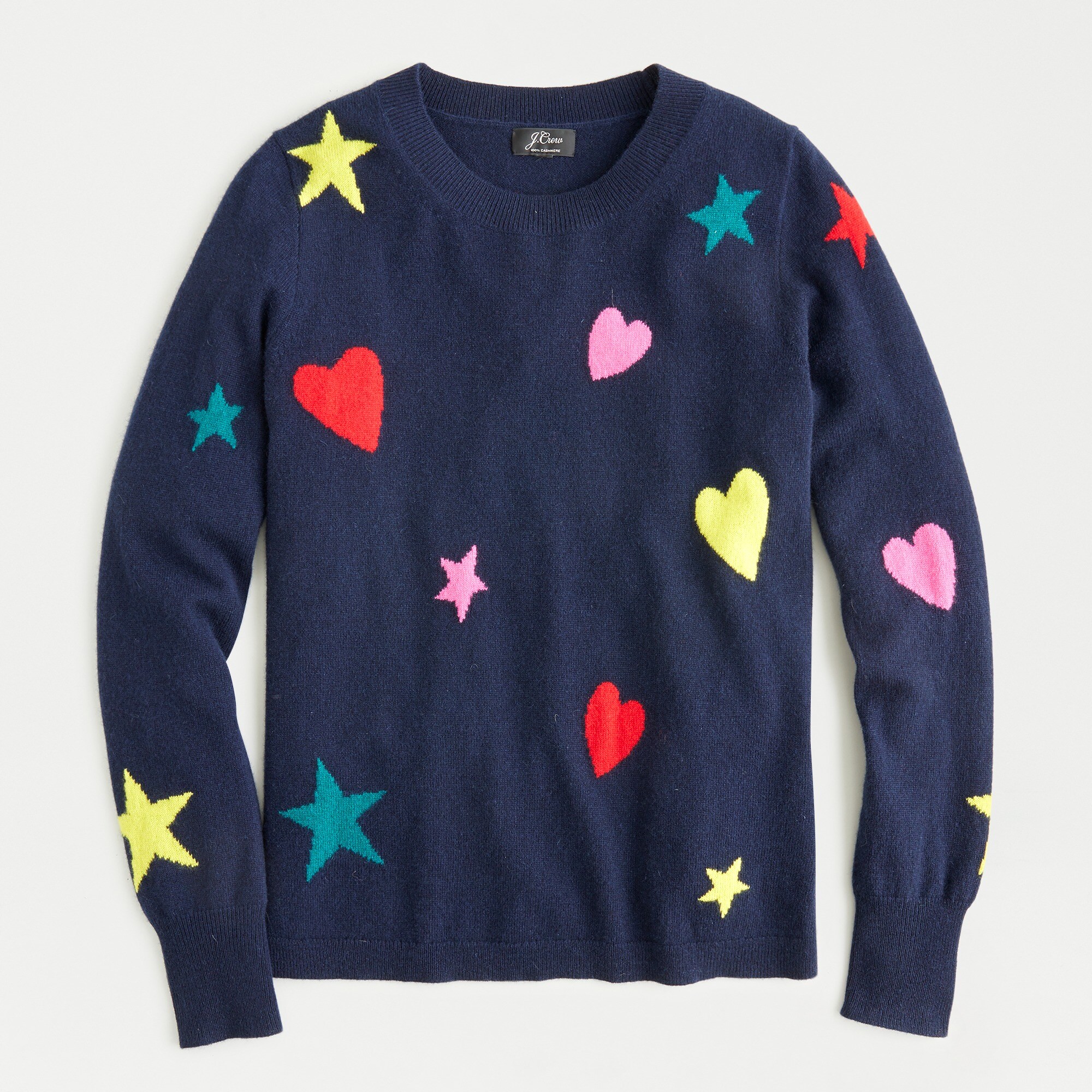 J.Crew Everyday Cashmere Crewneck Sweater With Hearts And Stars For Women