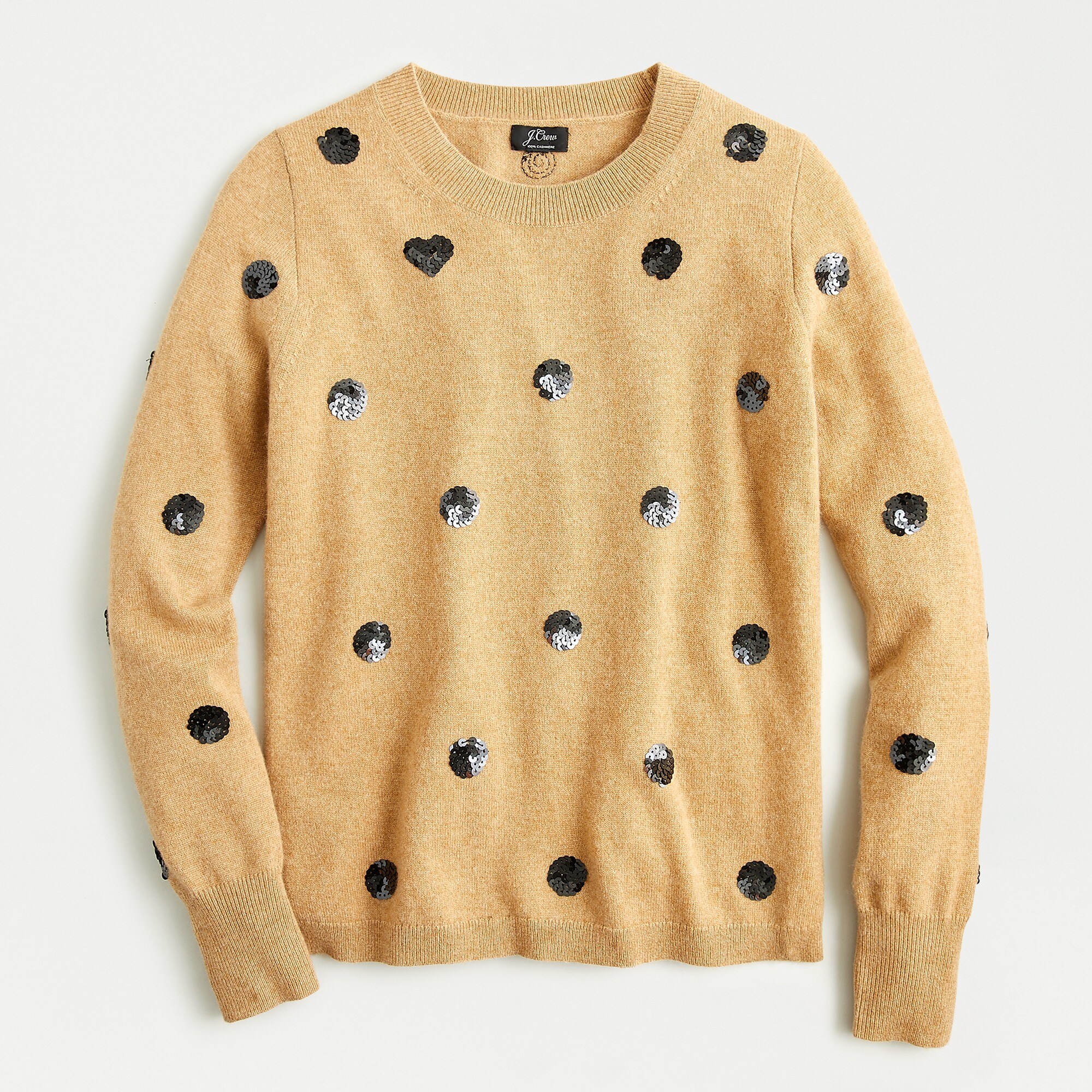 Everyday cashmere crewneck sweater in sequin polka dots