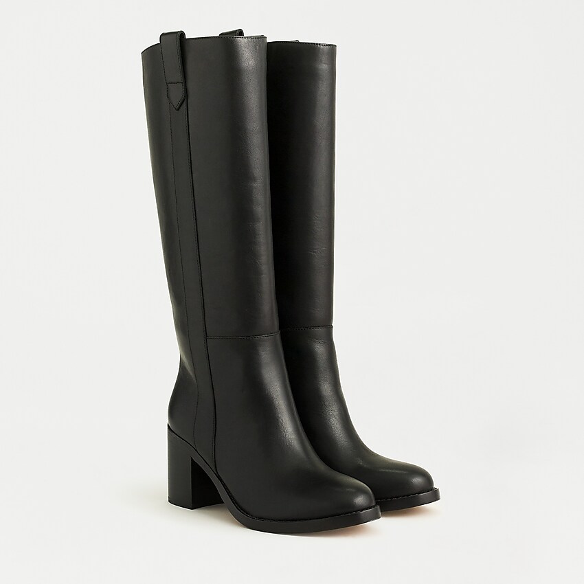 stacked-heel leather riding boots 