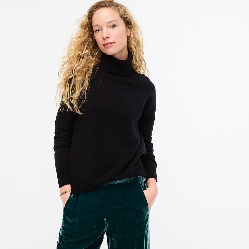 j.crew: turtleneck sweater in supersoft yarn, right side, view zoomed