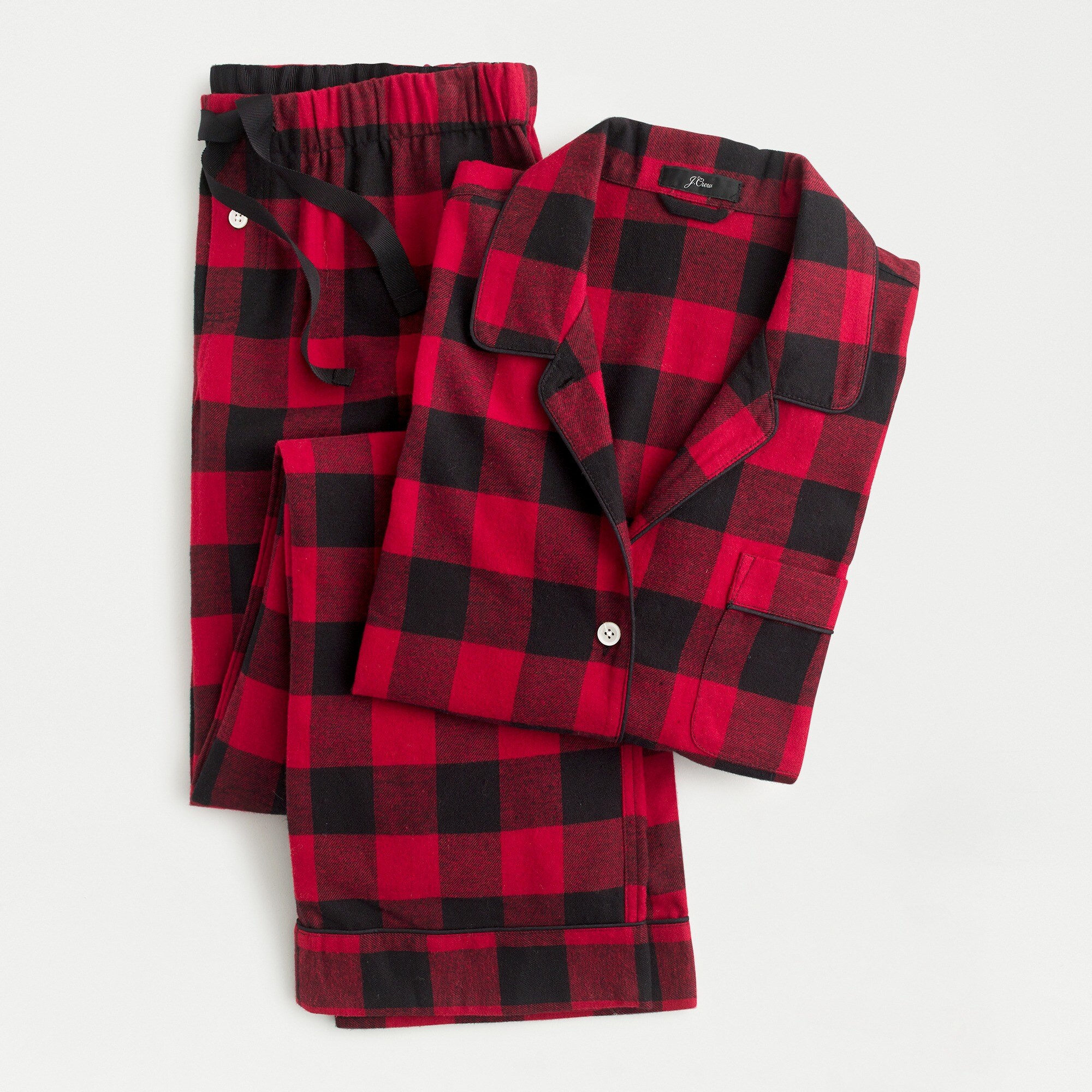 Long-sleeve flannel sleep set in buffalo check plaid