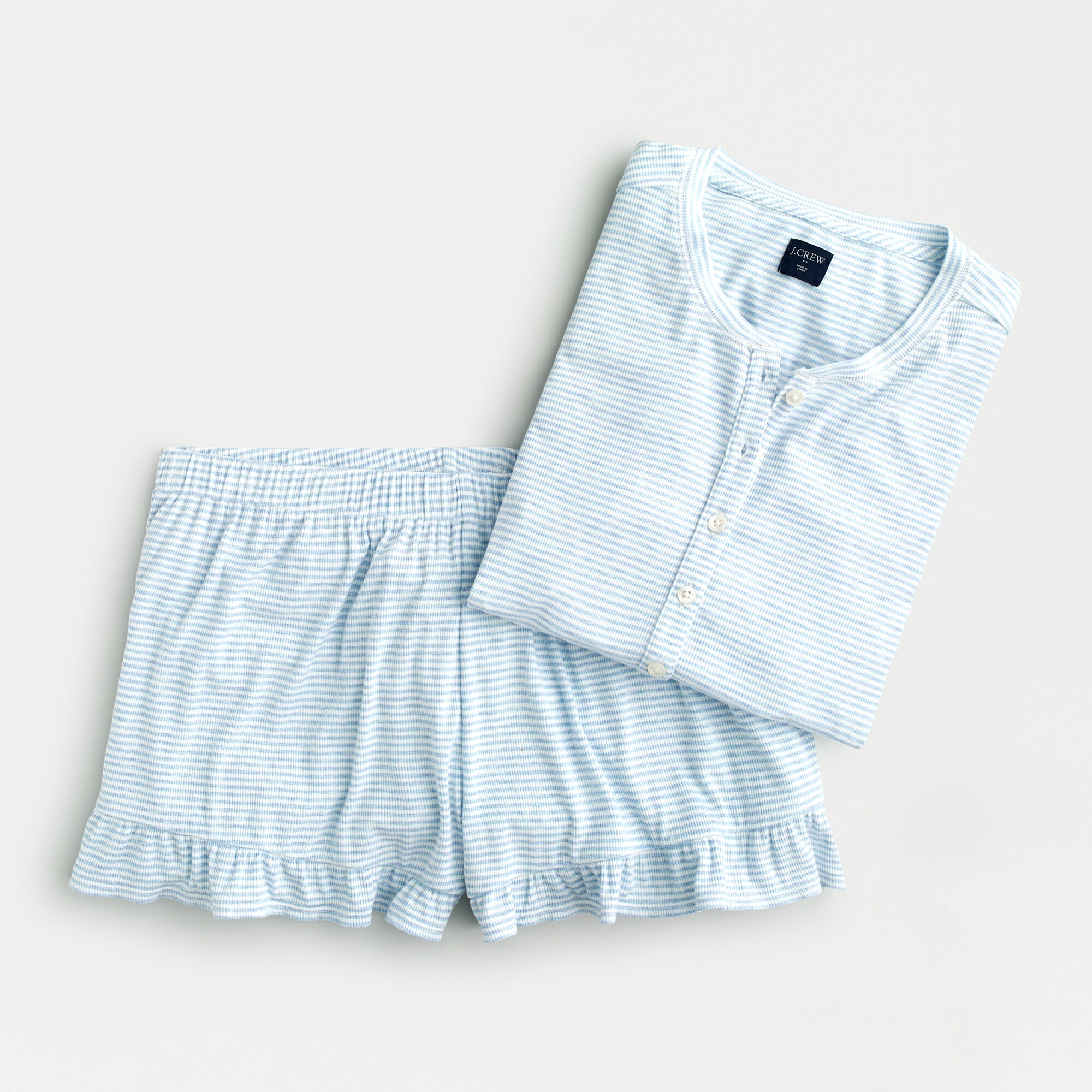 Drapey Ribbed Short Pajama Set With Ruffles For Women | J.Crew