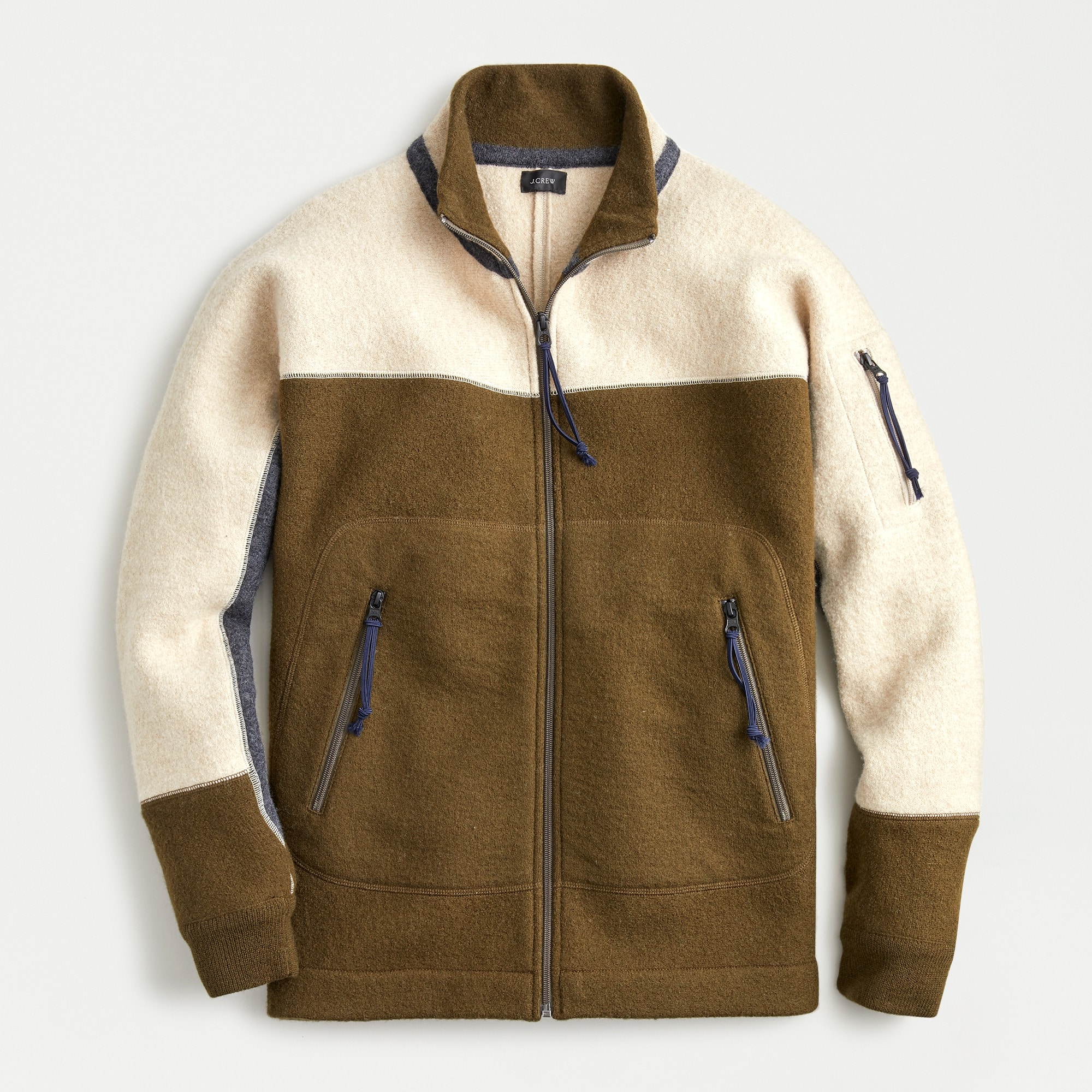 J Crew Wallace Barnes Boiled Merino Wool Full Zip Sweater