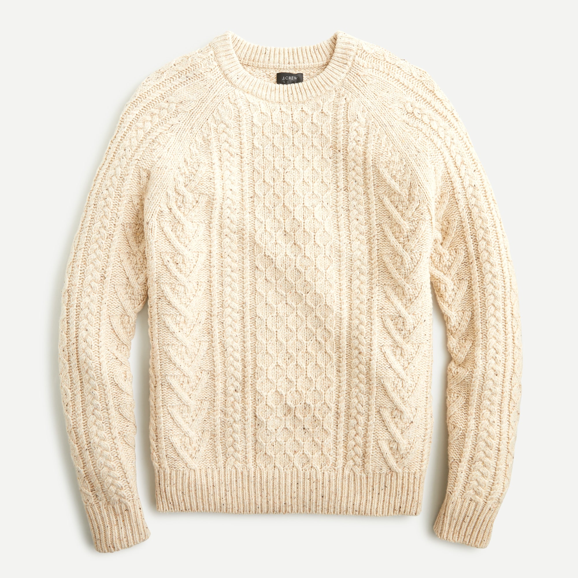 J.Crew: Rugged Merino Wool-blend Donegal Cable-knit Crewneck