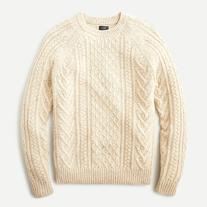 J.Crew: Rugged Merino Wool-blend Donegal Cable-knit Crewneck Sweater ...