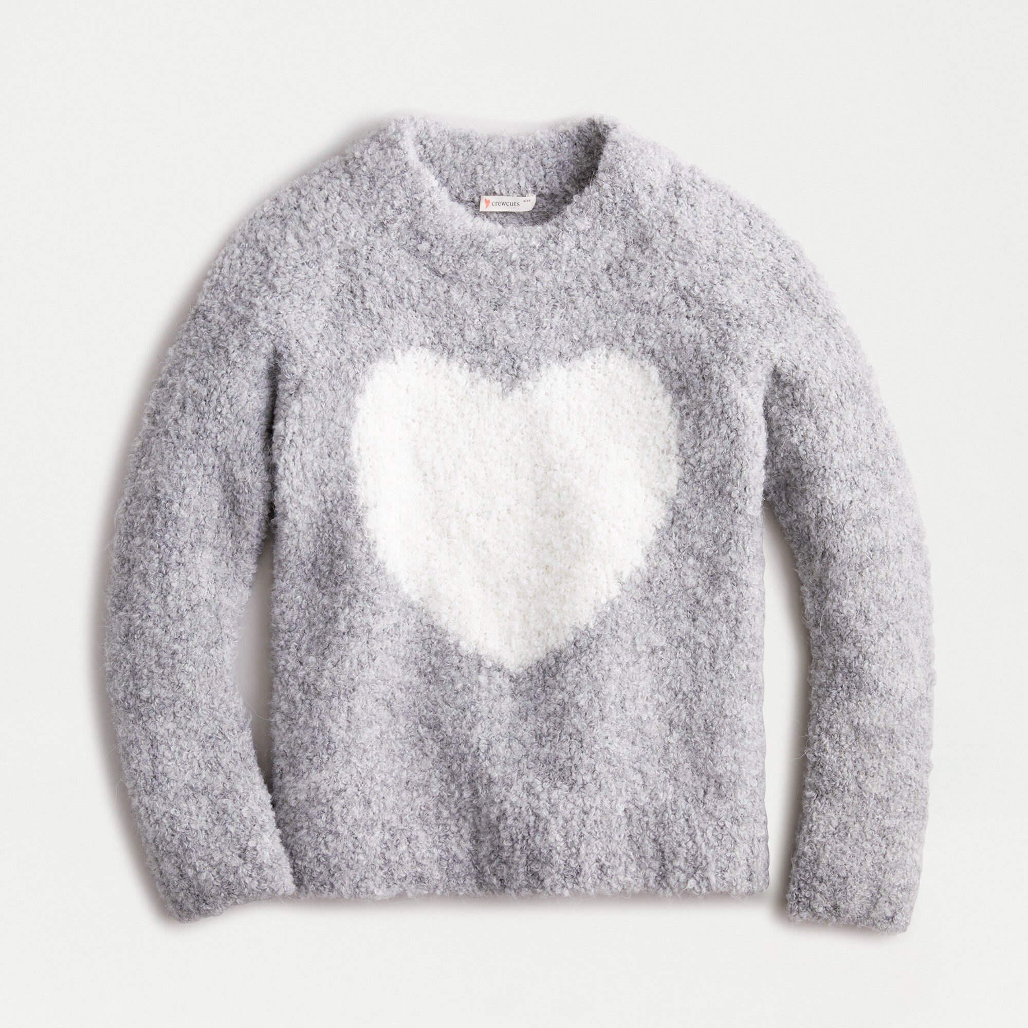 J.Crew Girls' Heart Crewneck Sweater In Bubble Yarn