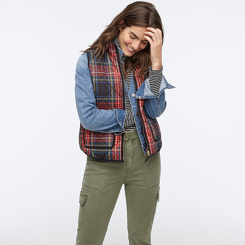 j.crew: excursion vest in stewart tartan with primaloft®, right side, view zoomed