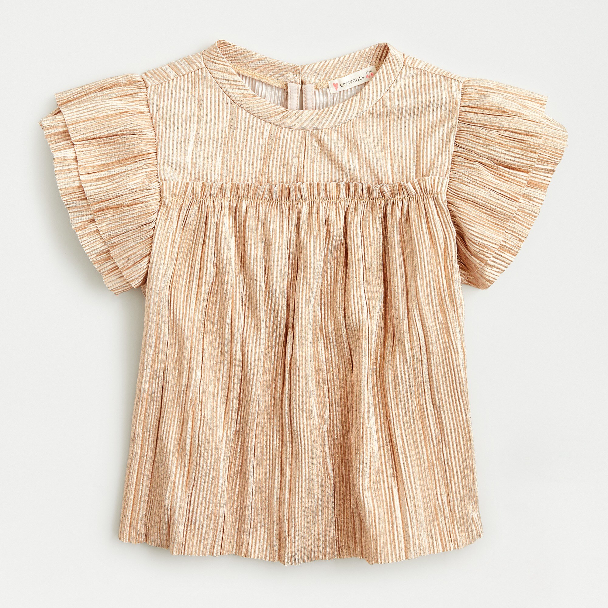 Girls' flutter sleeve top in textured gold