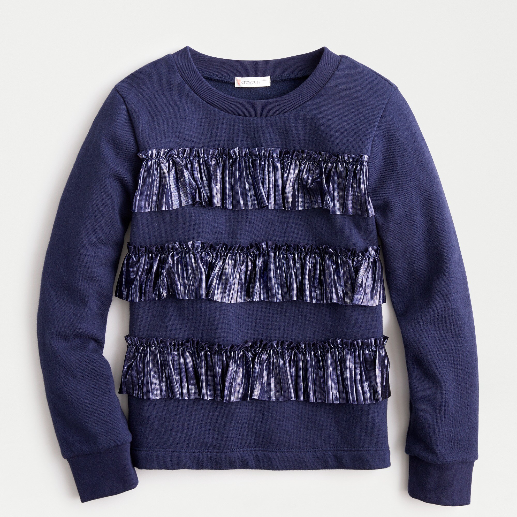 Girls' sweatshirt with metallic ruffles