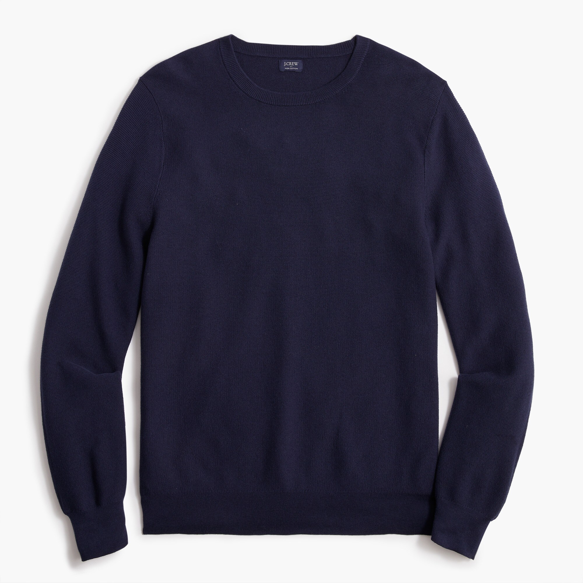 cotton garter-stitch crewneck sweater for men