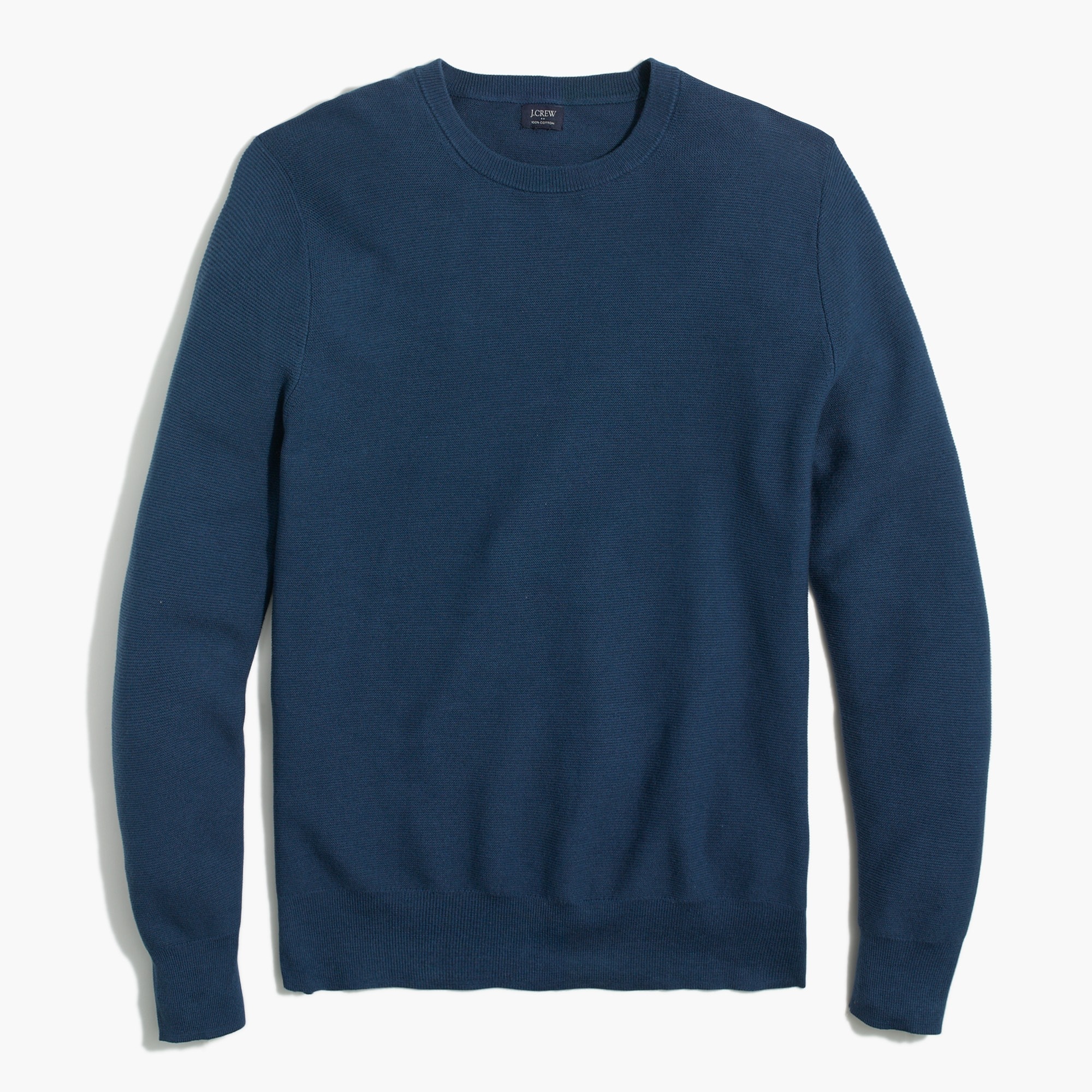 Cotton garter-stitch crewneck sweater