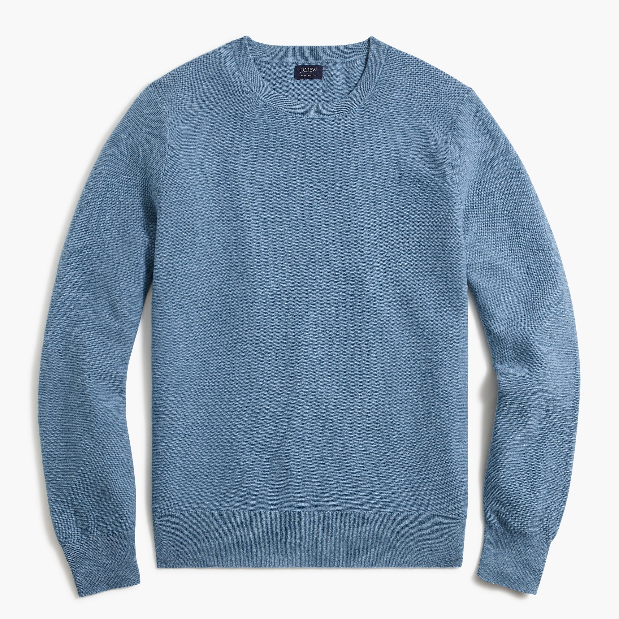Cotton garter stitch crewneck sweater