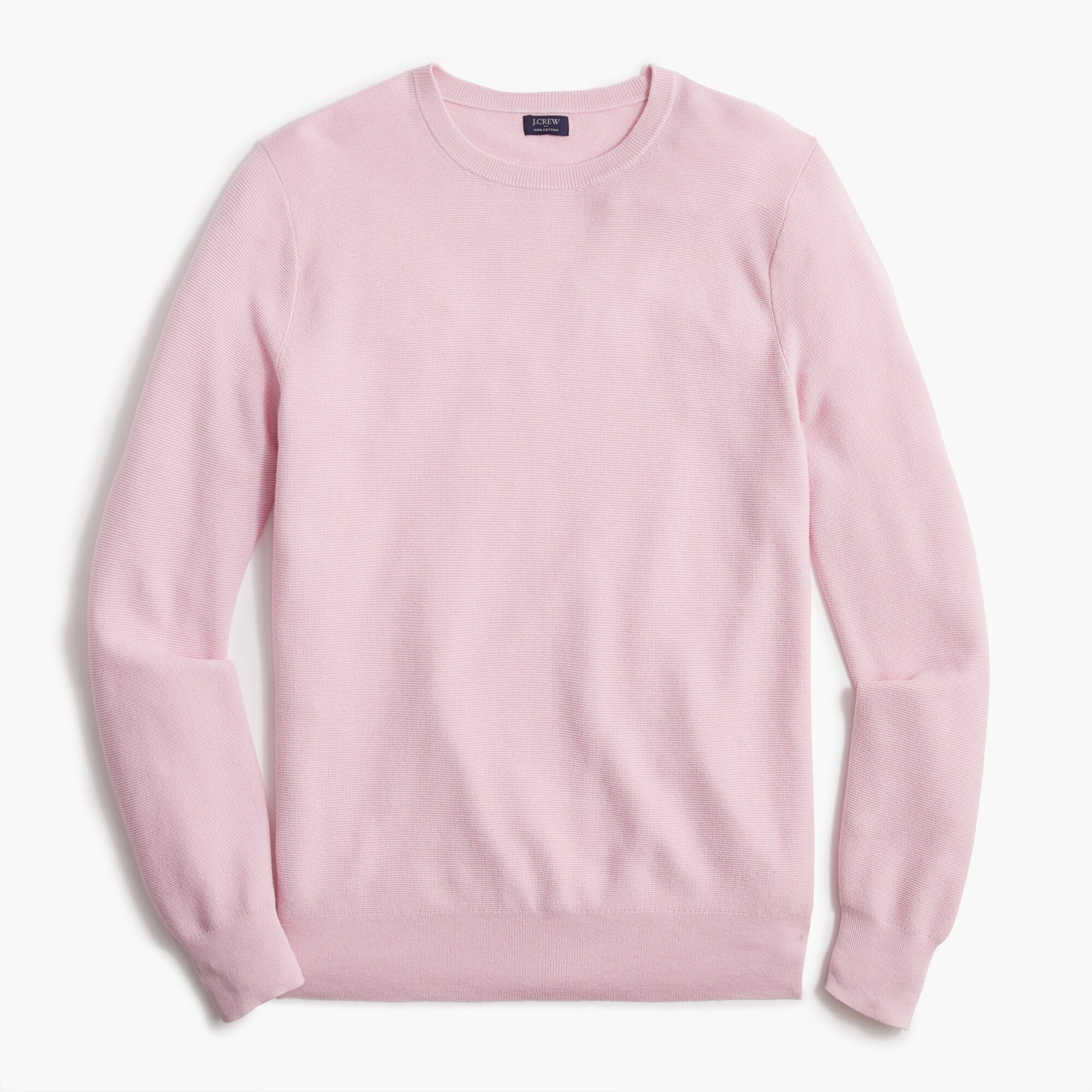Cotton garter-stitch crewneck sweater