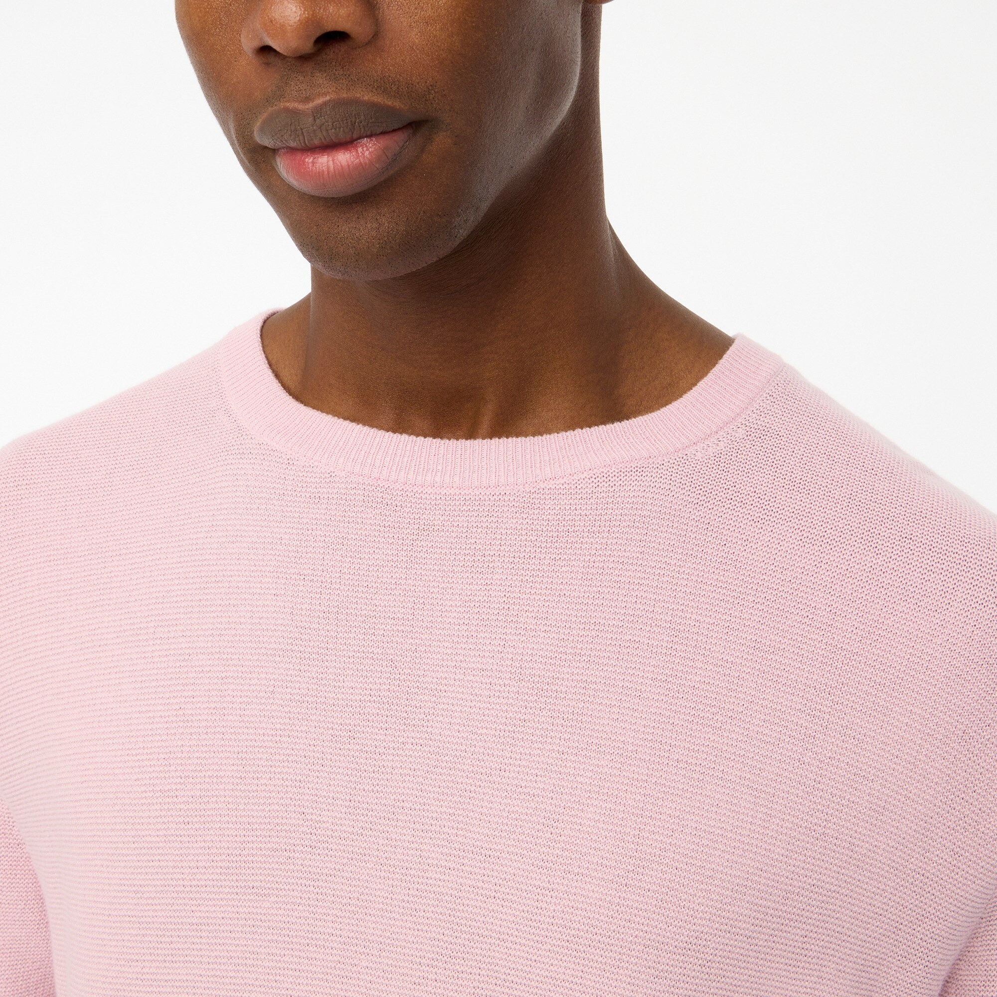 Cotton garter-stitch crewneck sweater