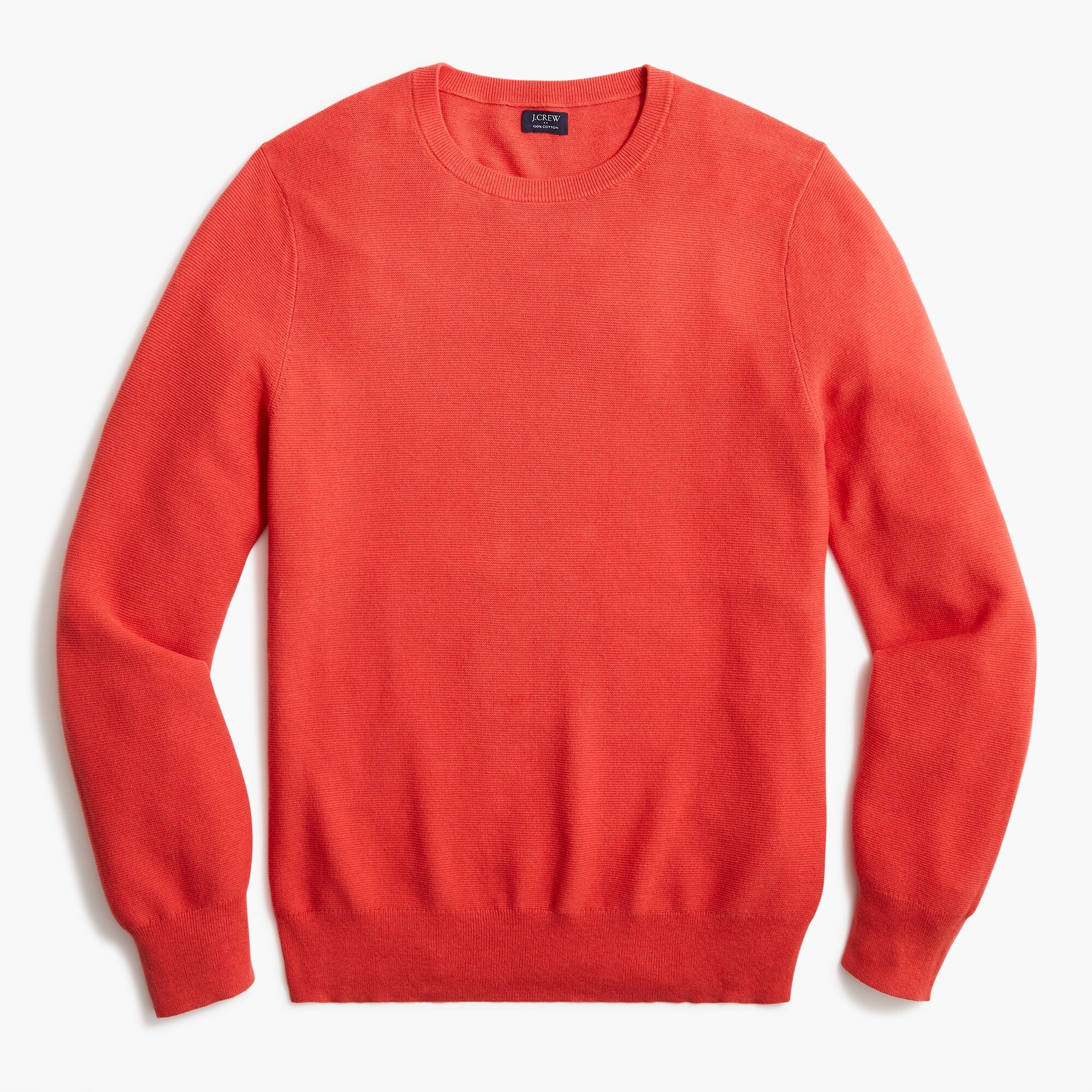 Cotton crewneck sweater in garter stitch hotsell