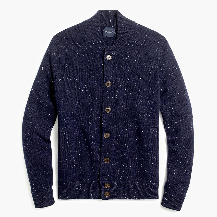 factory: donegal bomber sweater in supersoft wool blend for men, right side, view zoomed