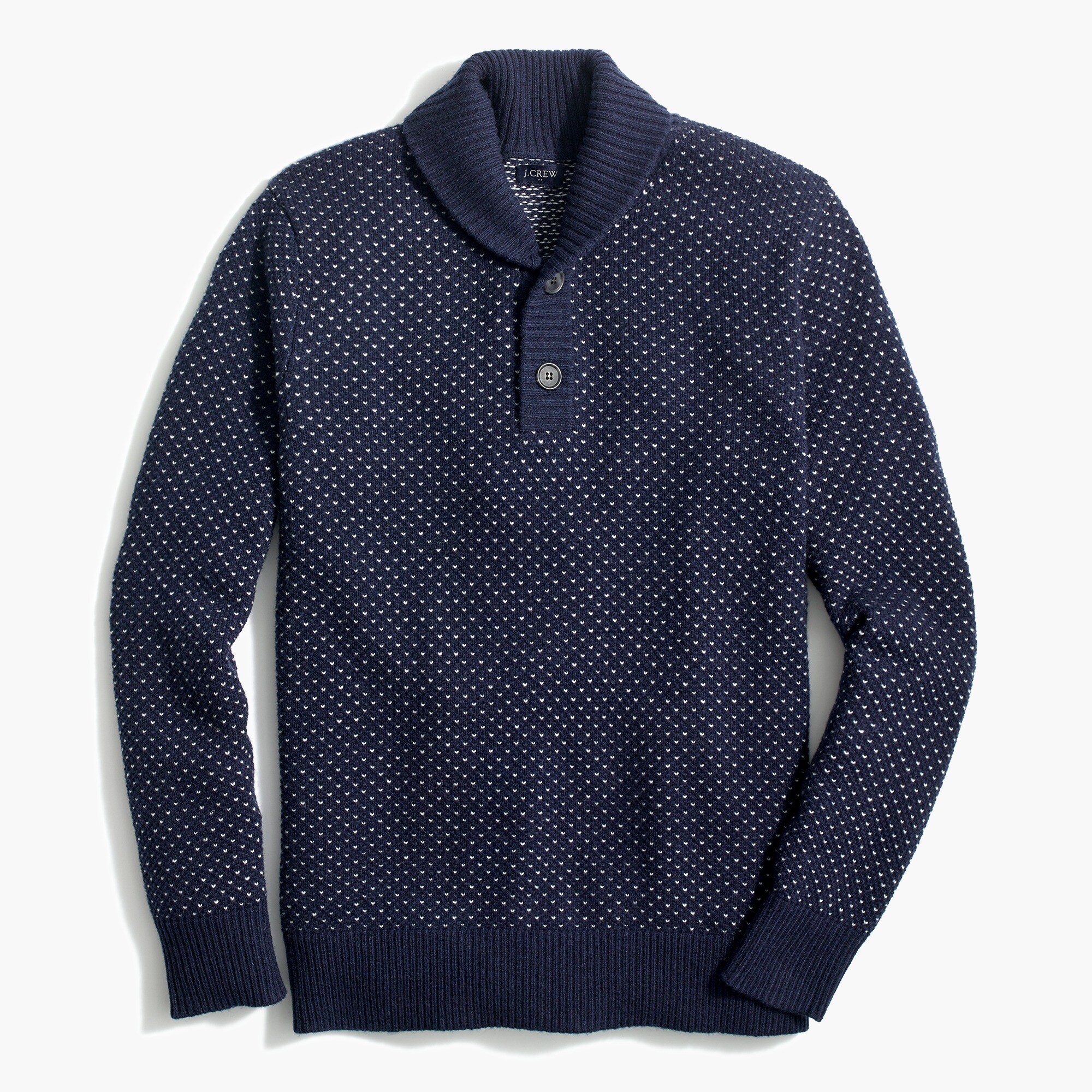 shawl-collar sweater in supersoft wool blend for men