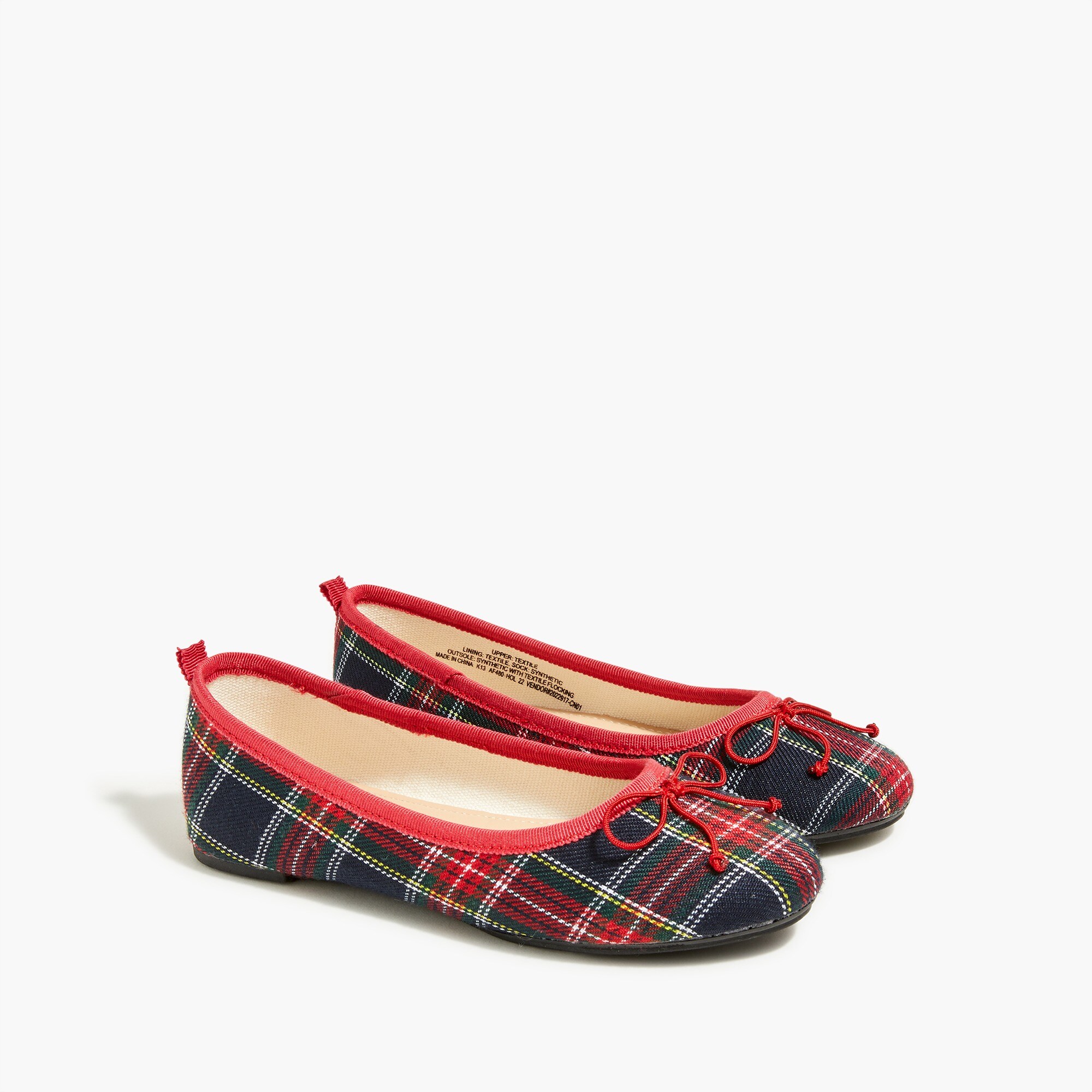 girls&apos; tartan ballet flats for girls