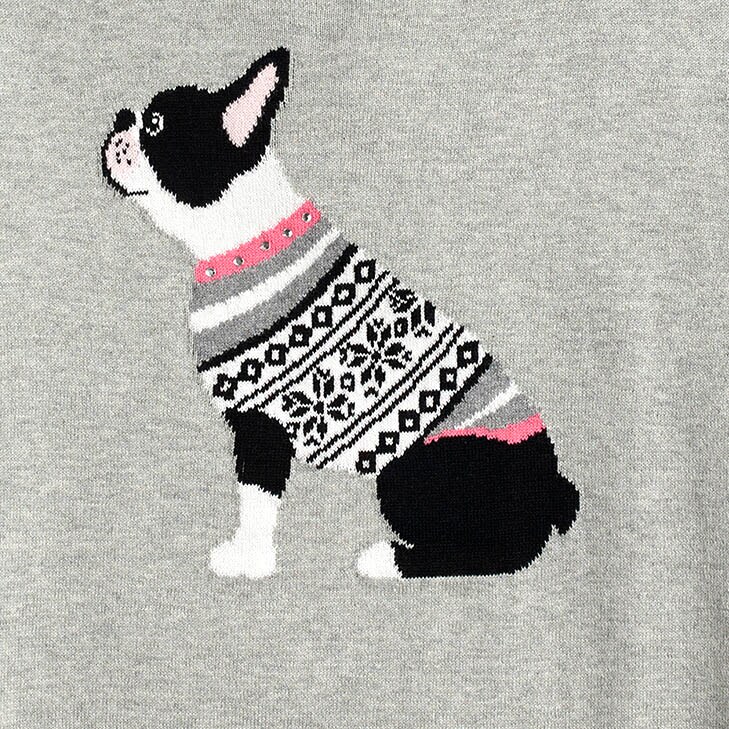 Boston terrier Teddie sweater HTHR DOVE TERRIER factory: boston terrier teddie sweater for women
