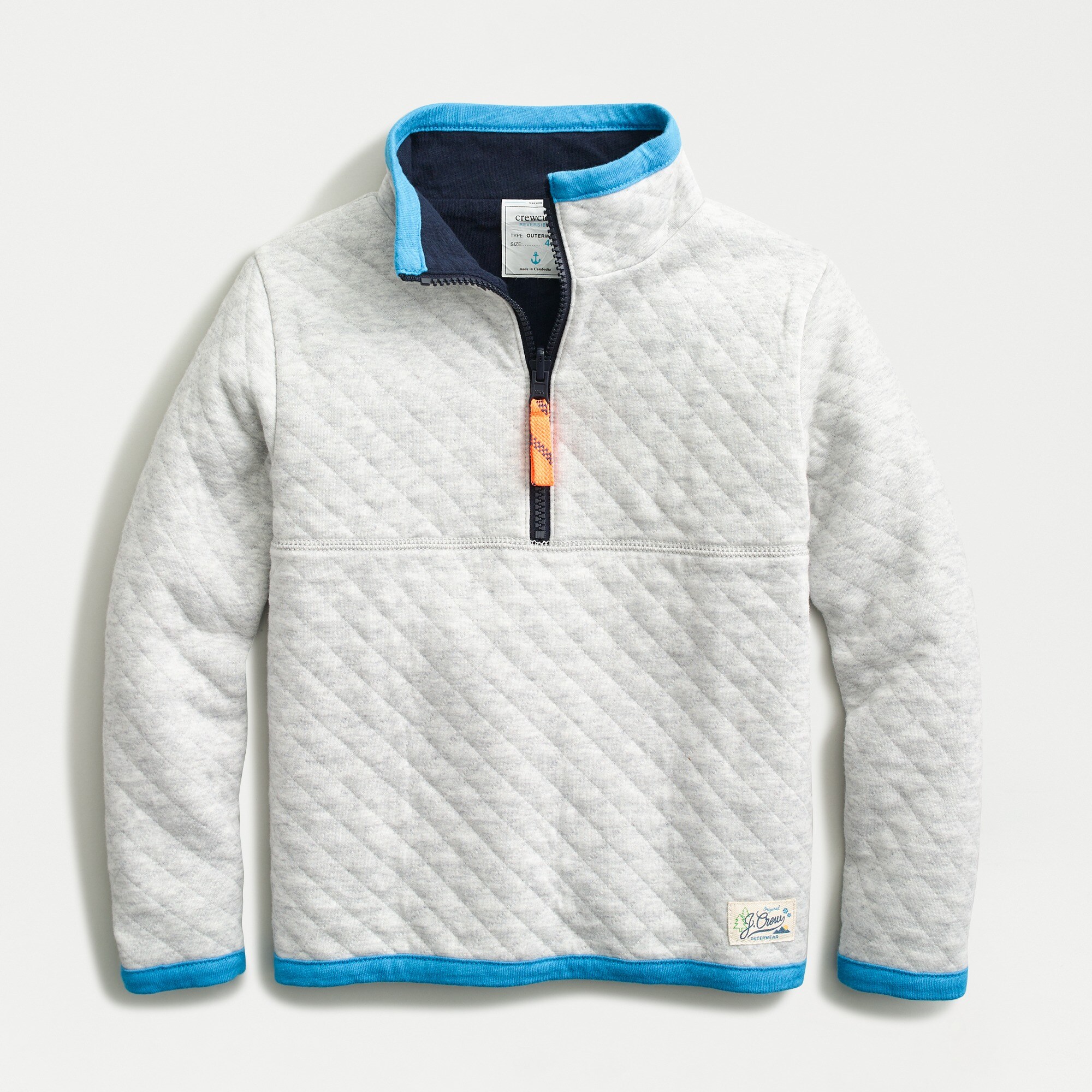 Kids' quilted reversible half-zip pullover