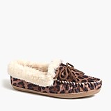 Leopard calf hair moccasin slippers