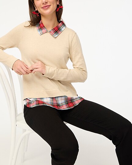 factory: woven-collar sweater for women