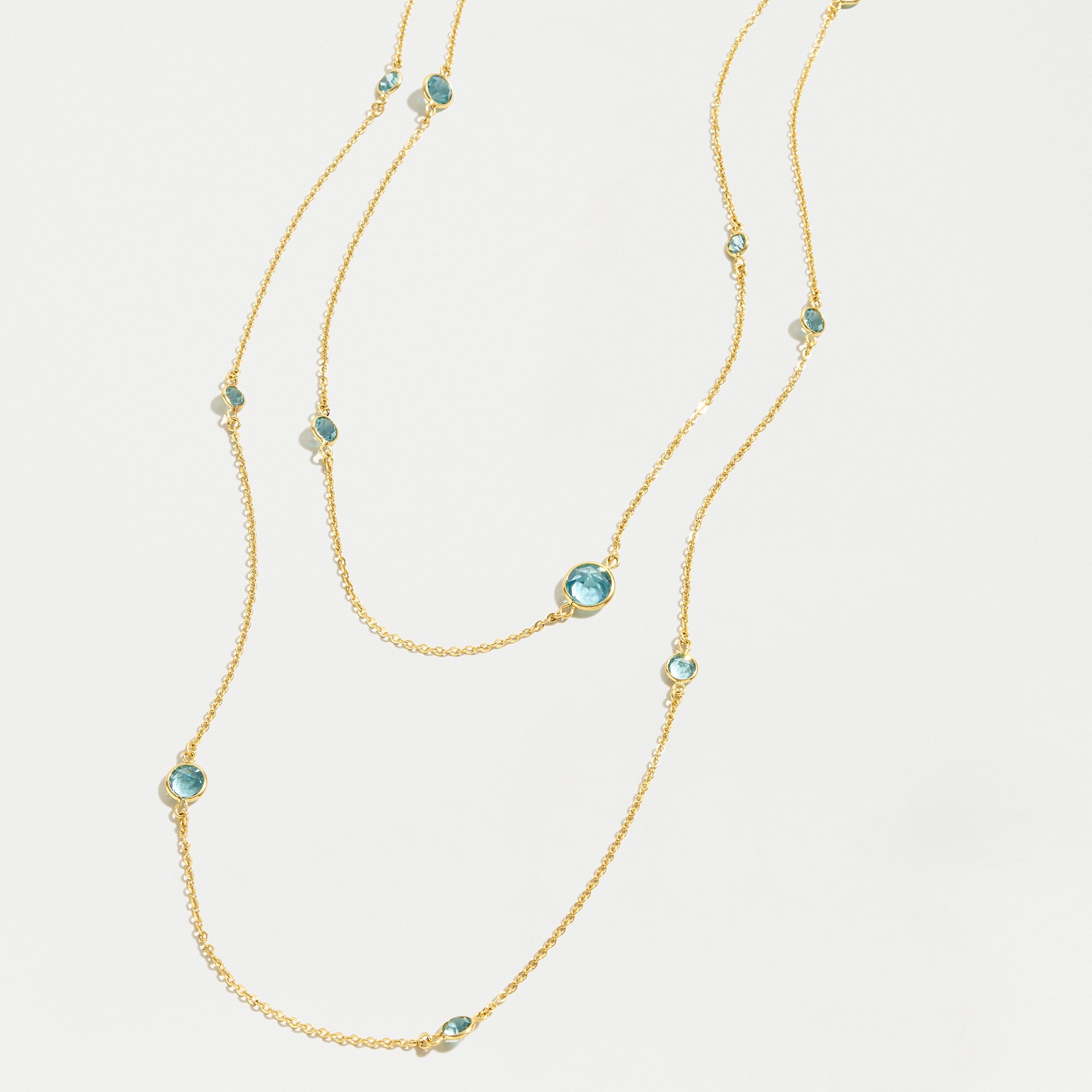 Double strand delicate gem necklace