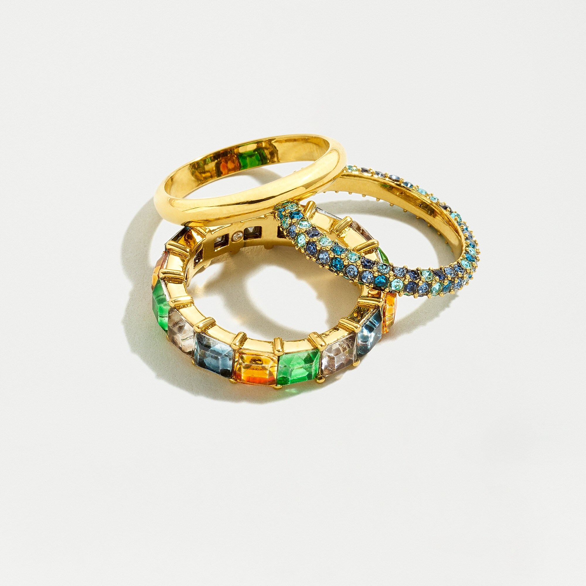 Pavé and crystal stacking ring set