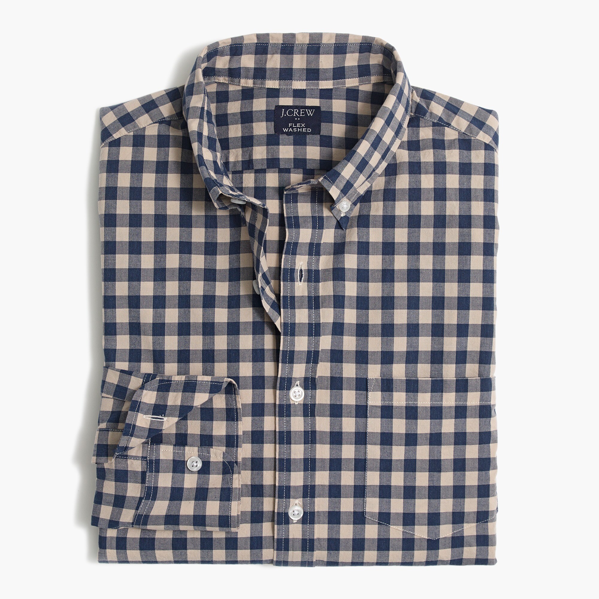gingham regular flex casual shirt for men