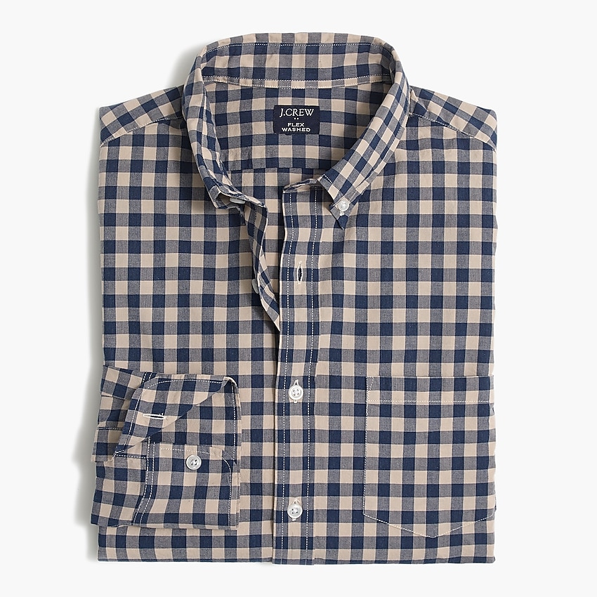 factory: gingham regular flex casual shirt for men, right side, view zoomed