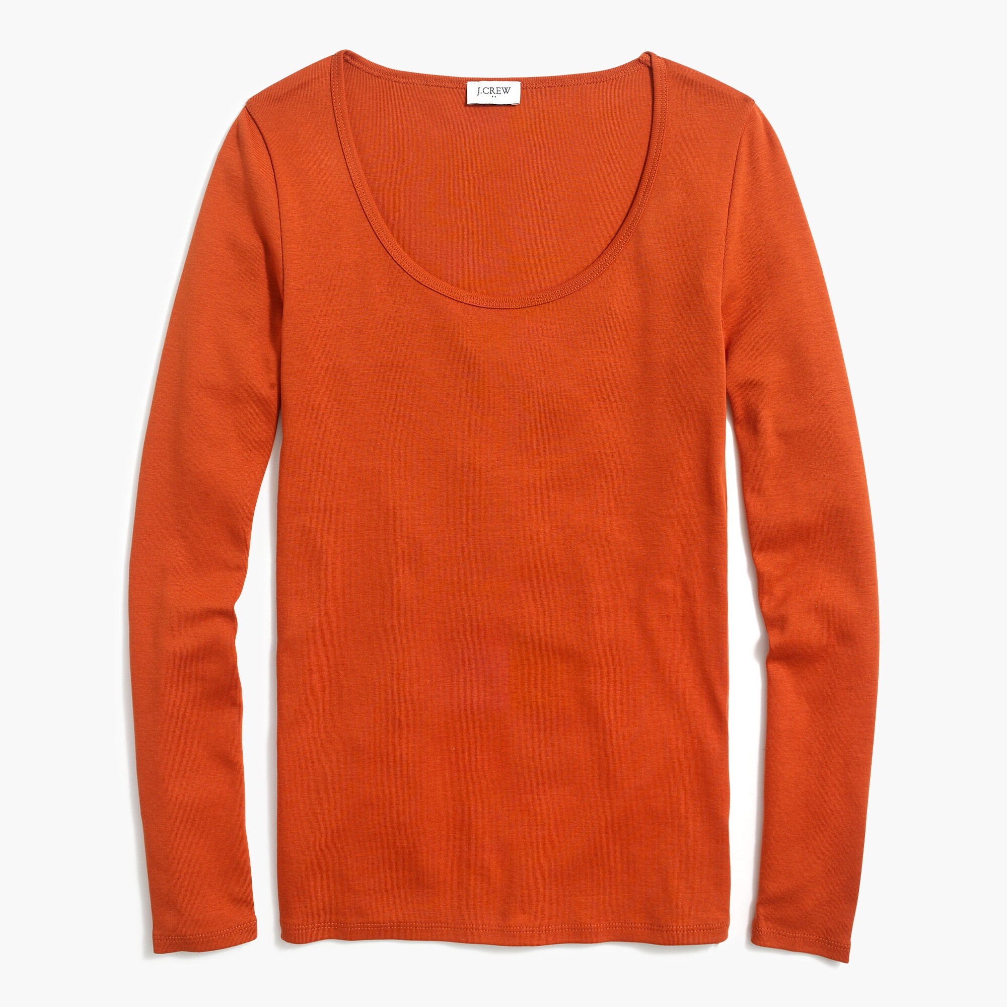 long-sleeve fine-rib scoopneck tee for women