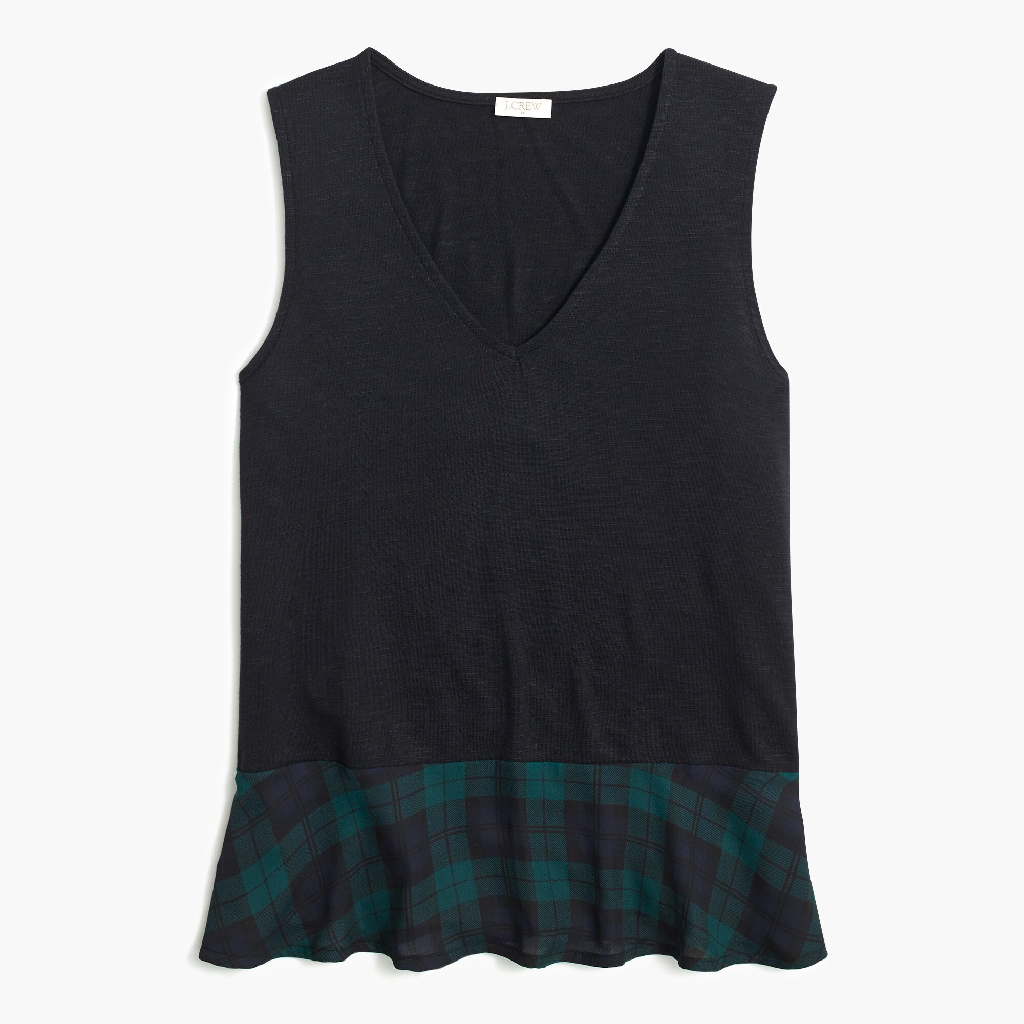 Drapey V-neck tank top with woven hem