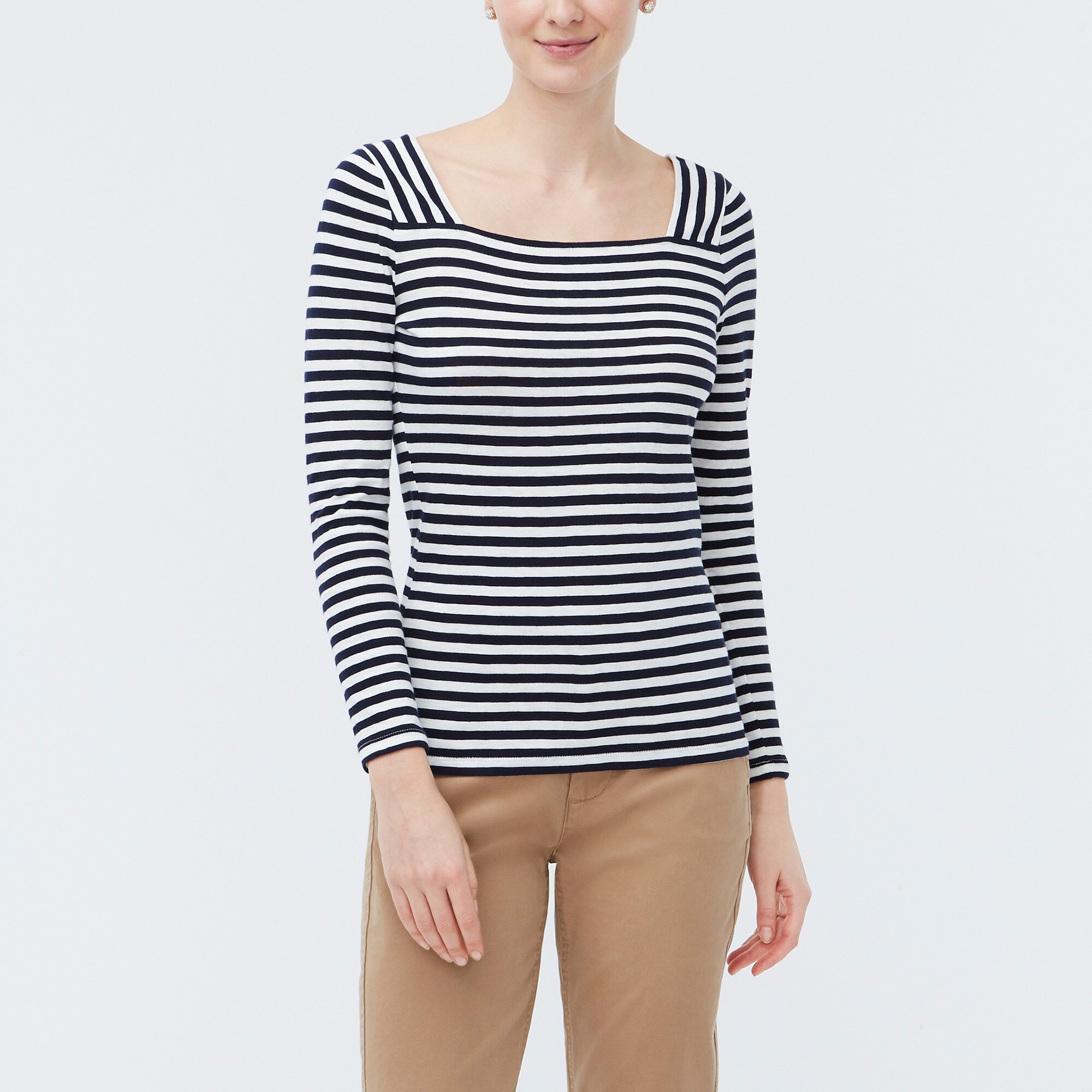 j.crew factory: long-sleeve striped tee for women, right side, view zoomed
