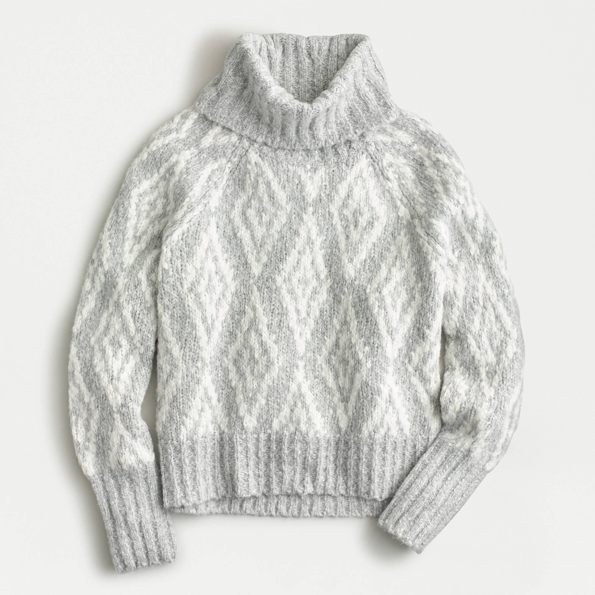 Chunky Alpaca Turtleneck Sweater In Fair Isle Diamonds For Women