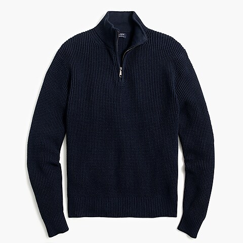 mens Cotton waffle half-zip sweater