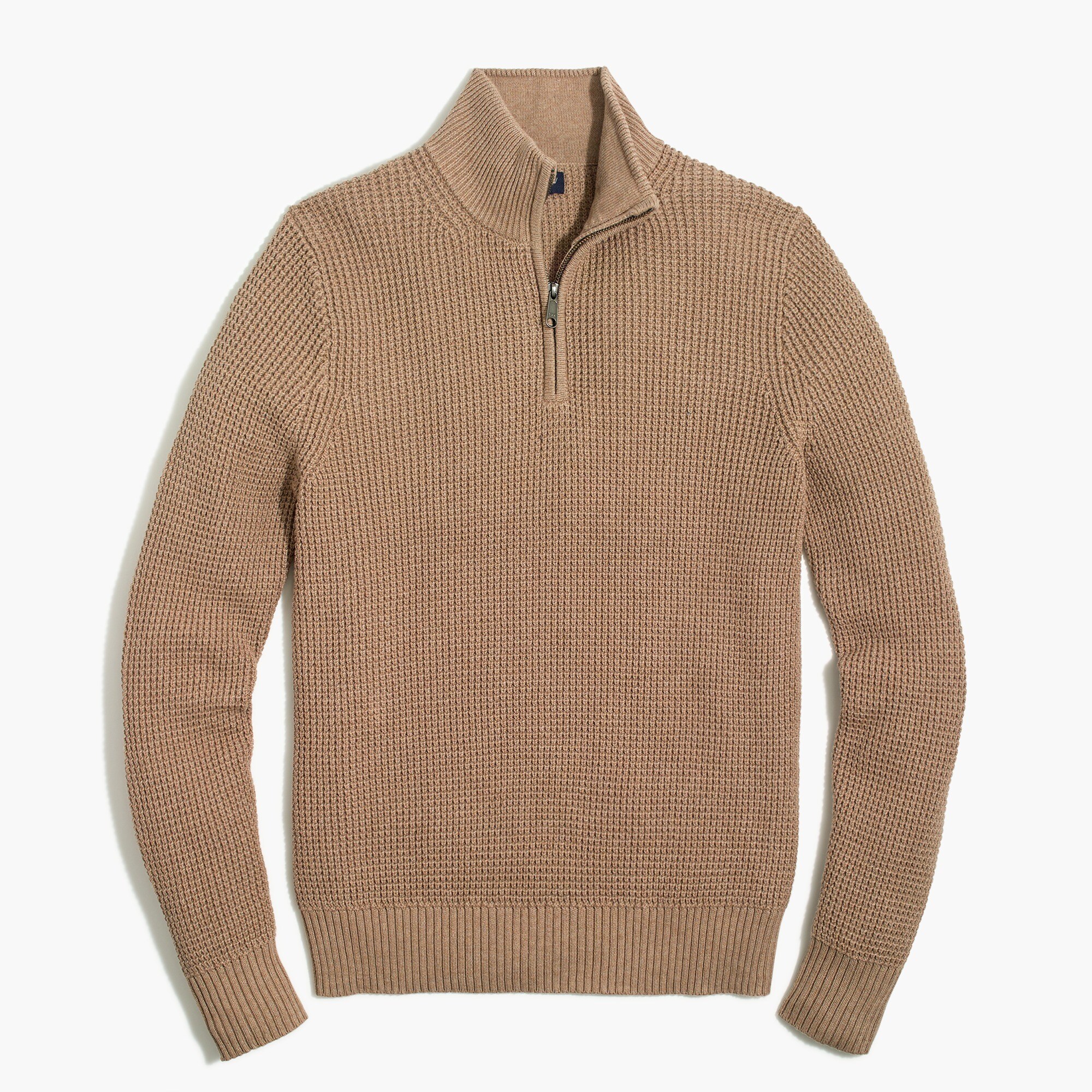 Waffle-knit half-zip pullover