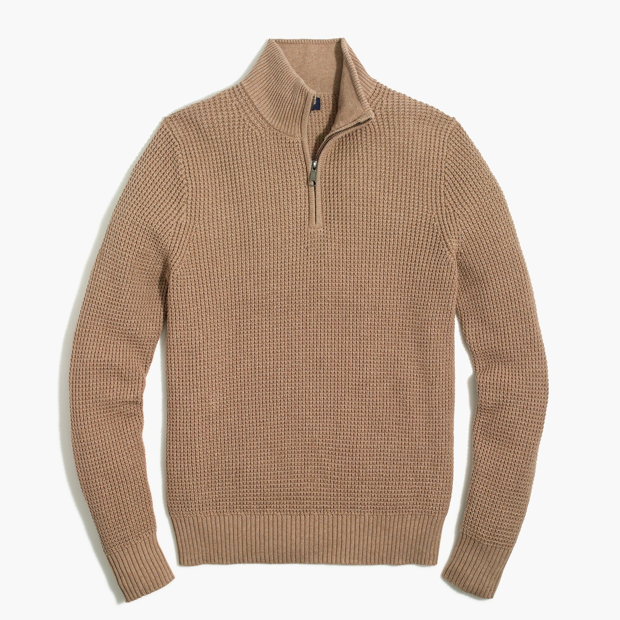 waffle-knit half-zip pullover for men