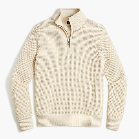 mens Cotton waffle half-zip sweater
