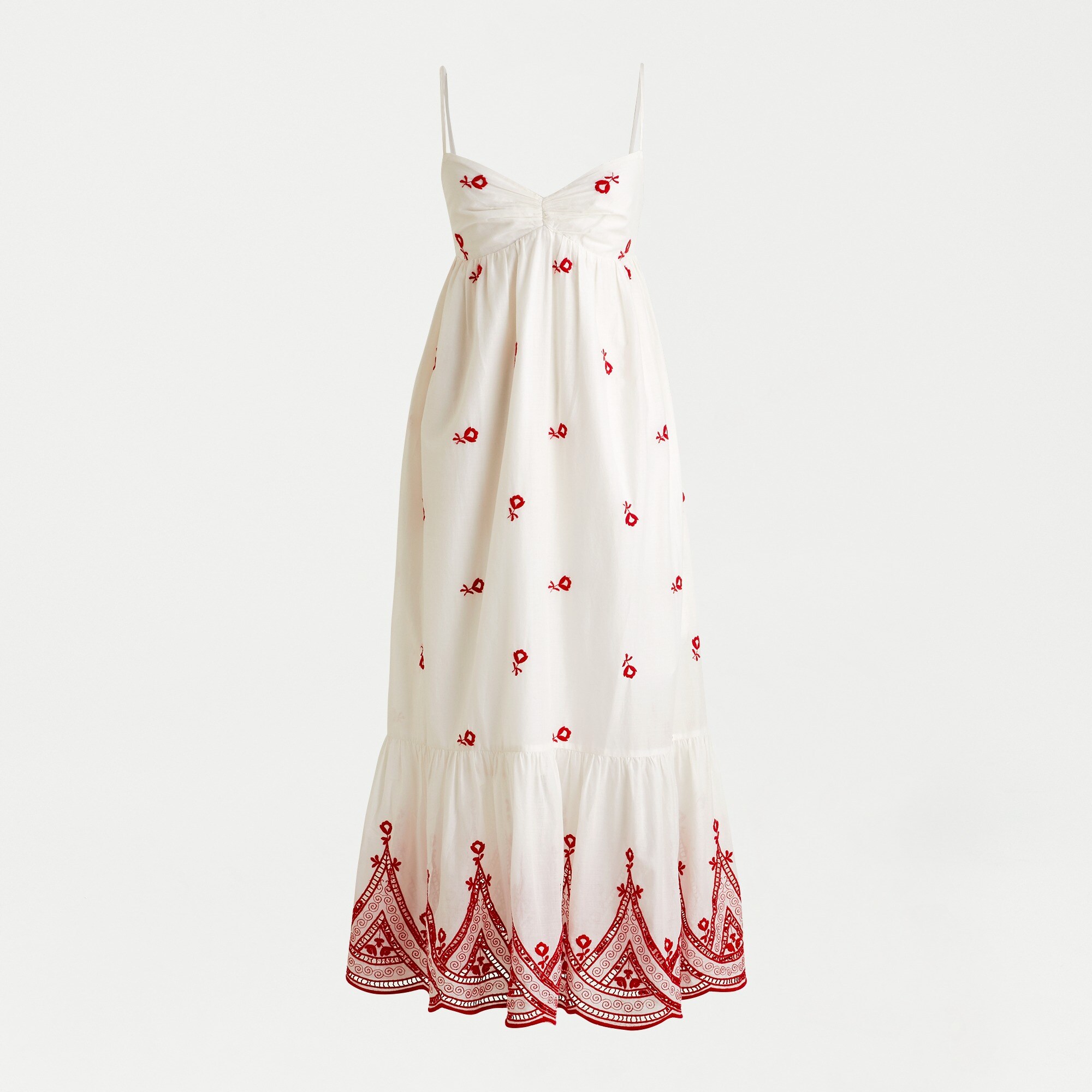 Embroidered beach maxi dress in cotton voile