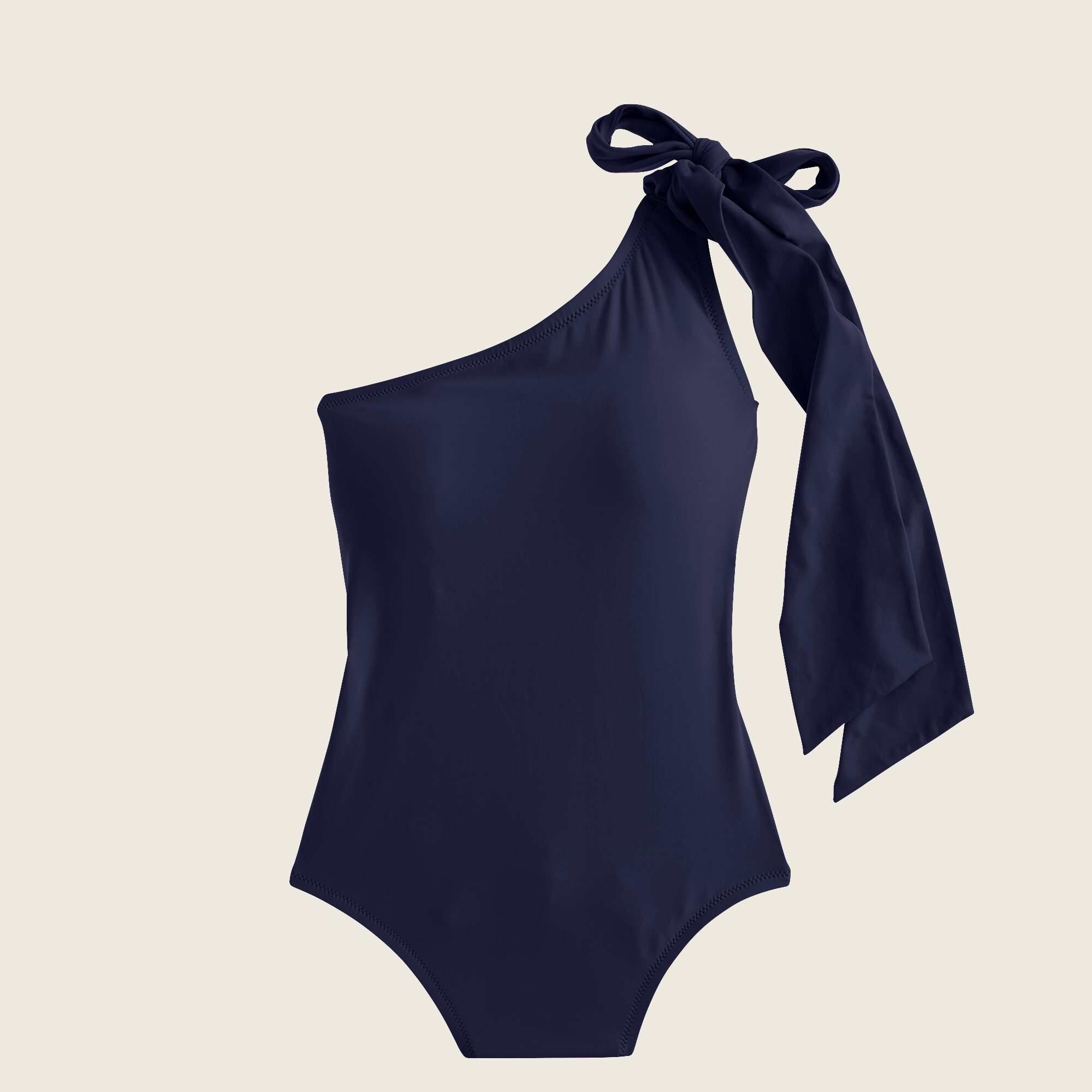 Bow-tie one-shoulder one-piece swimsuit