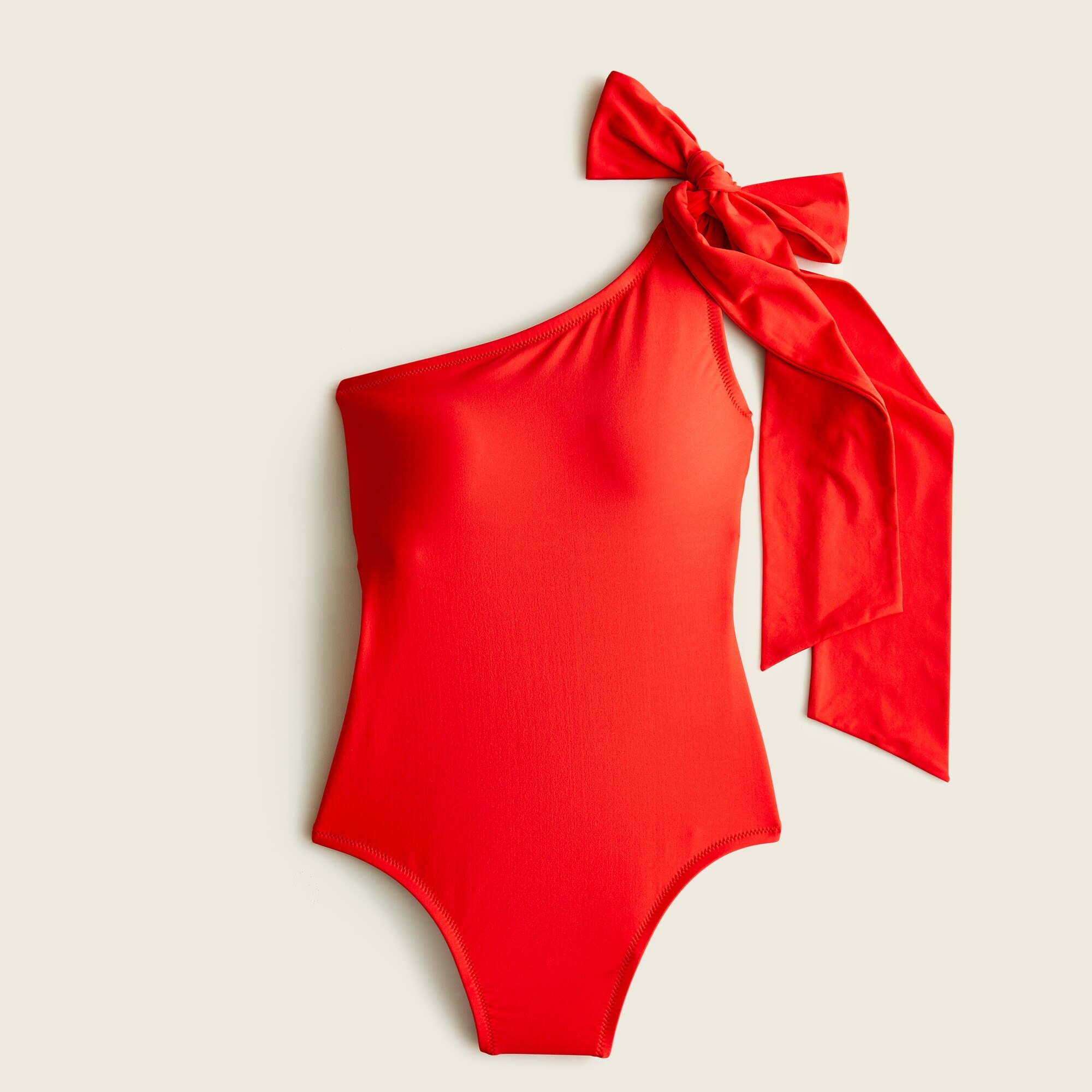 red one shoulder one piece swimsuit