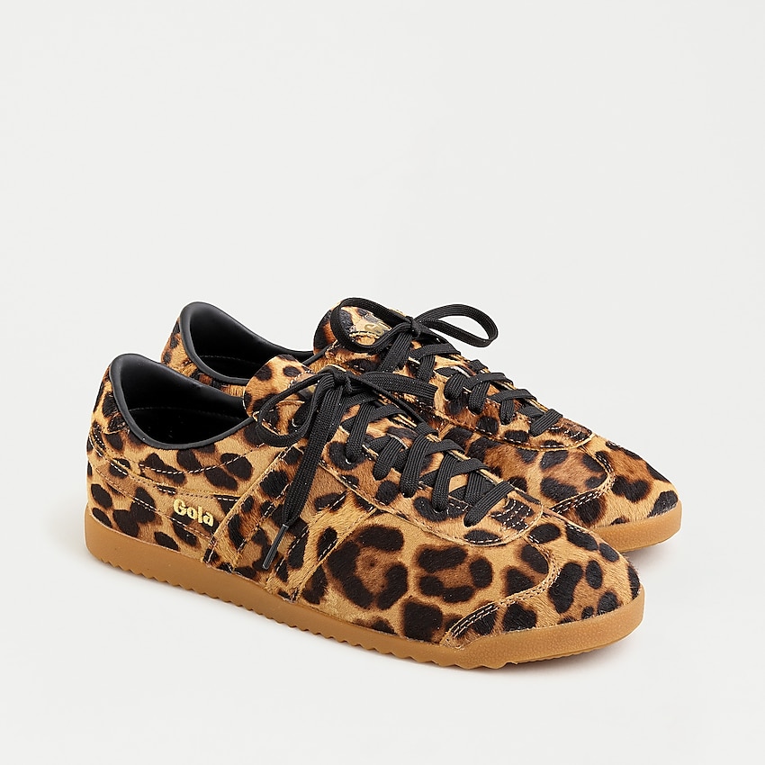 j.crew: gola&reg; bullet sneakers in leopard calf hair with gum sole for women, right side, view zoomed