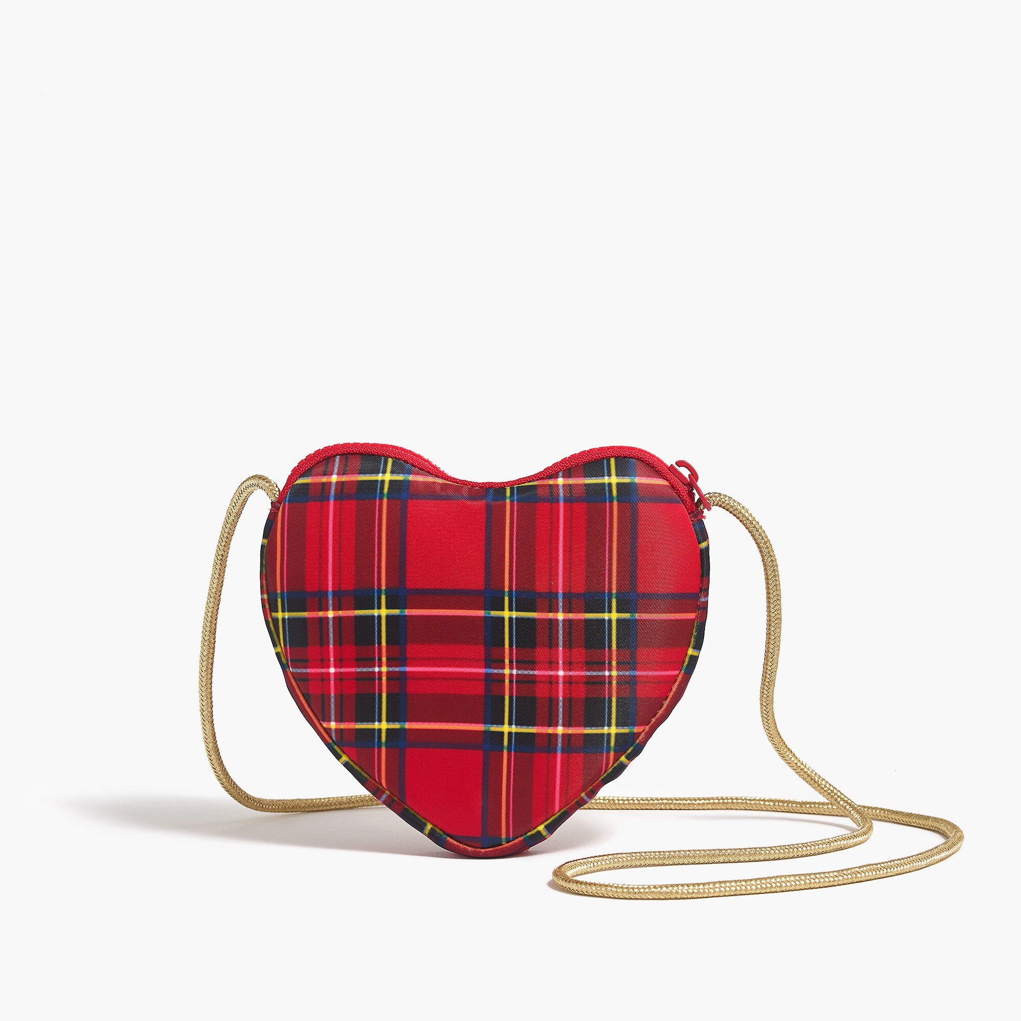 girls' heart bag in holiday tartan for girls