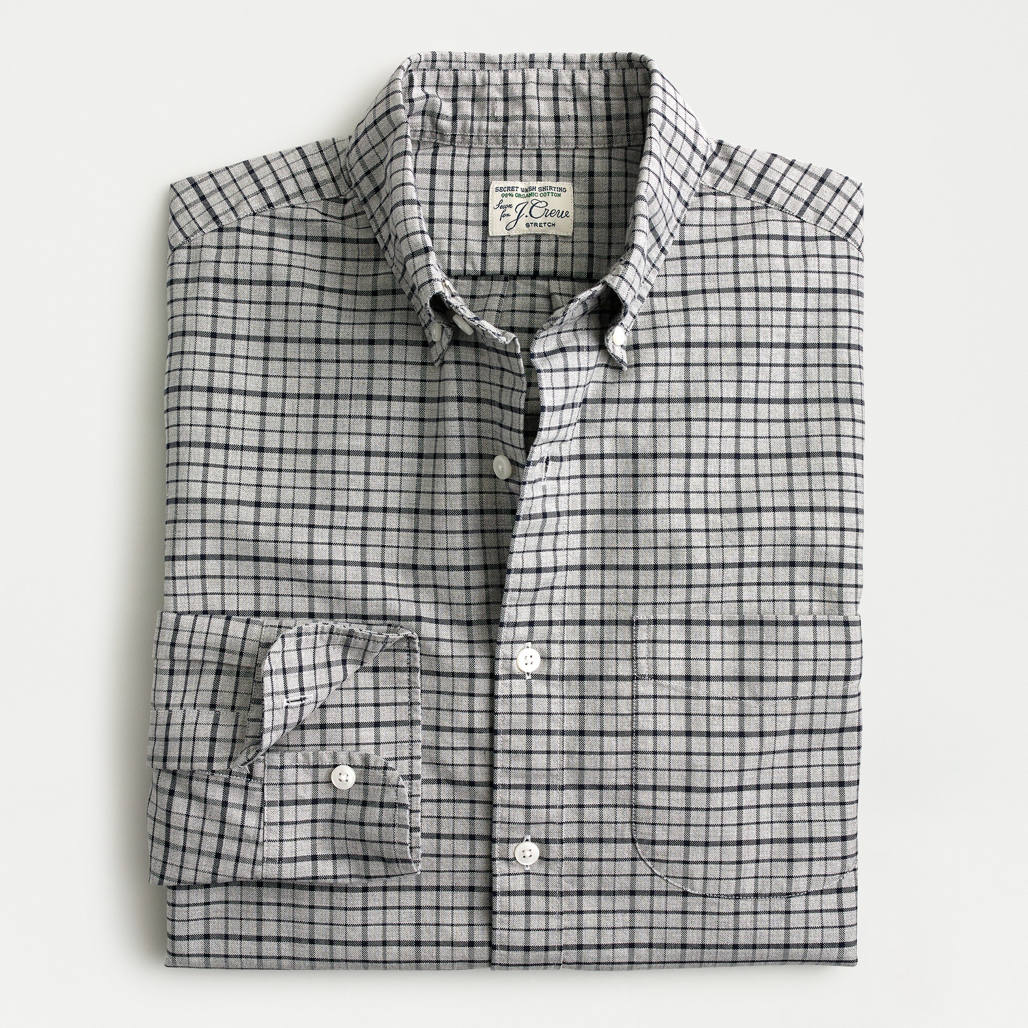 American Pima Cotton Checked Oxford Shirt With Mechanical Stretch