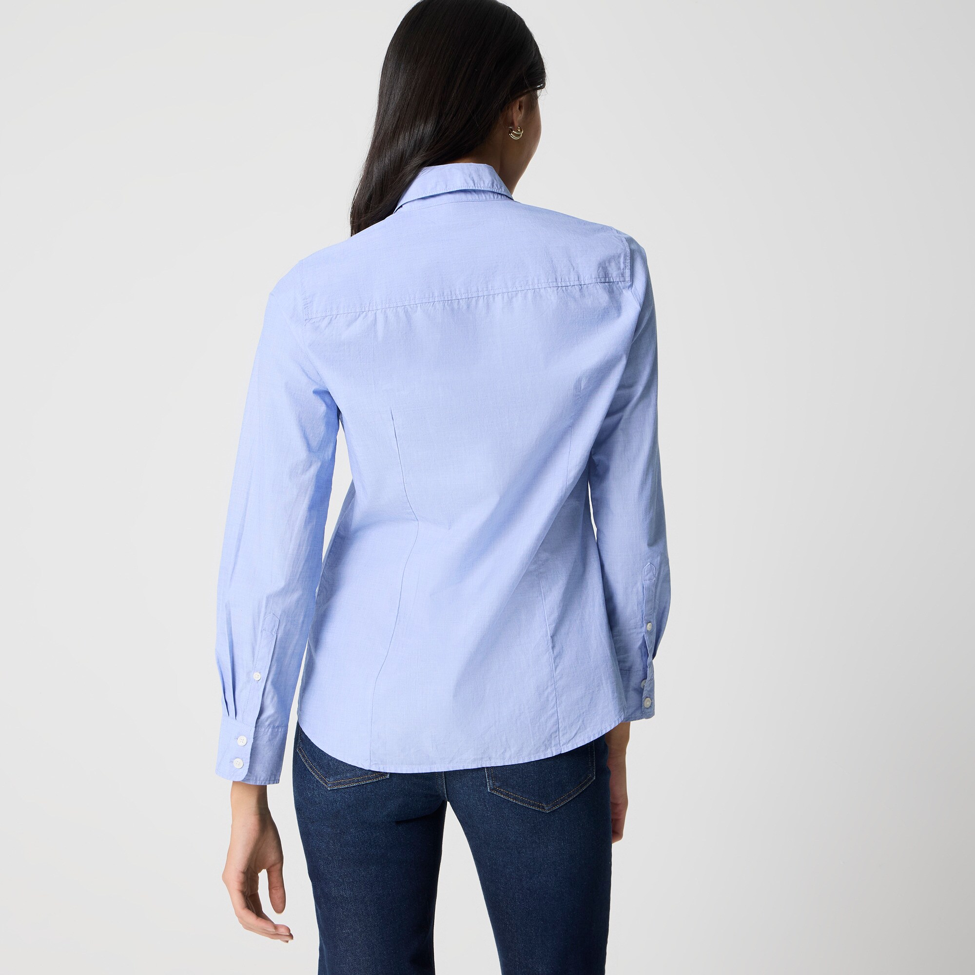 Women's Signature-Fit Button-Up Shirt In End-On-End Cotton (Blue, Size X-Large) J.Crew Factory