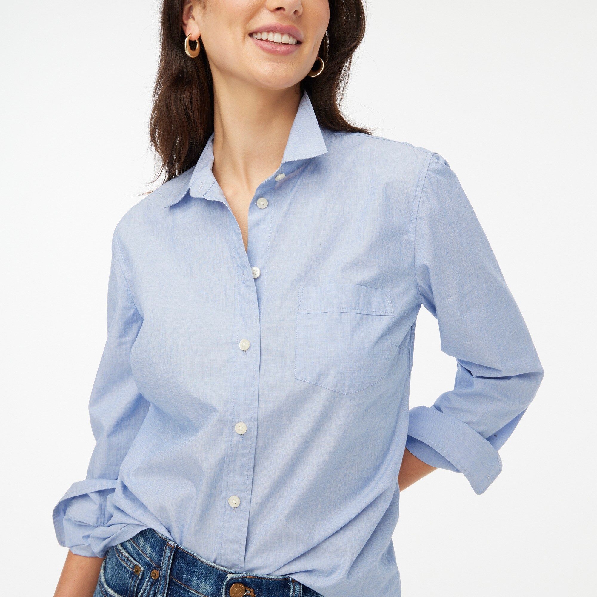 Signature-fit button-up shirt in end-on-end cotton