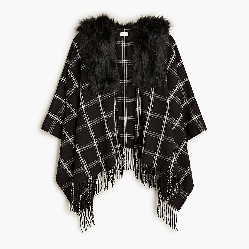 factory: faux-fur cape scarf for women, right side, view zoomed