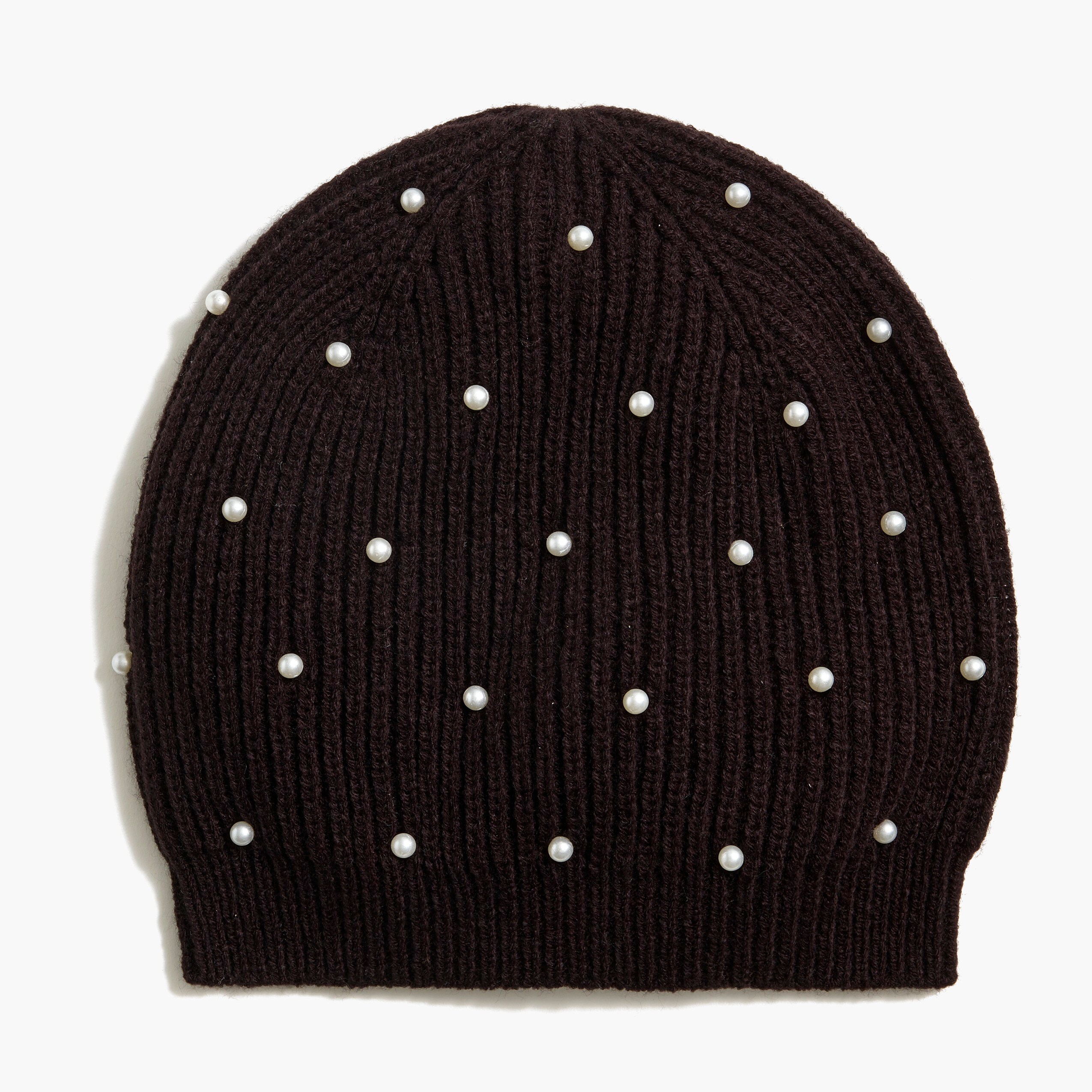 Pearl ribbed beanie hat