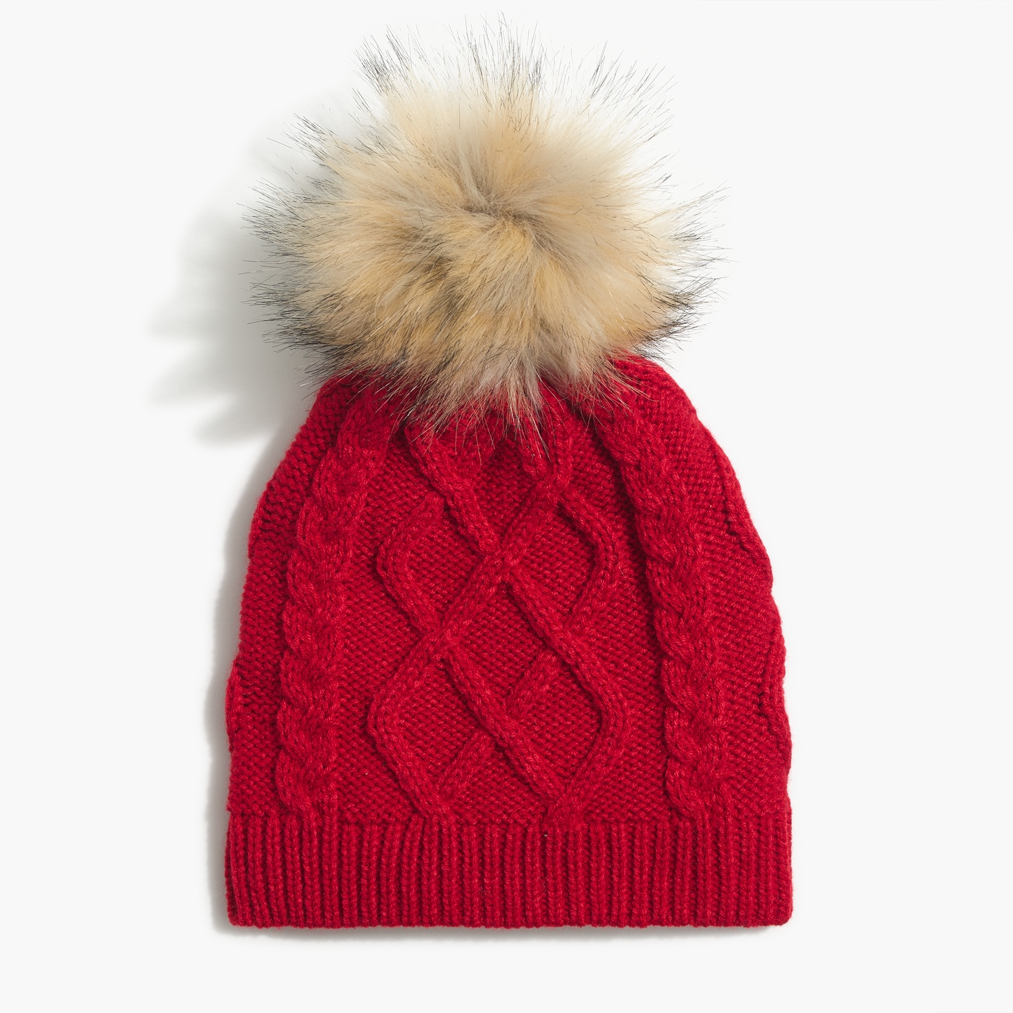 ladies fur pom pom hat