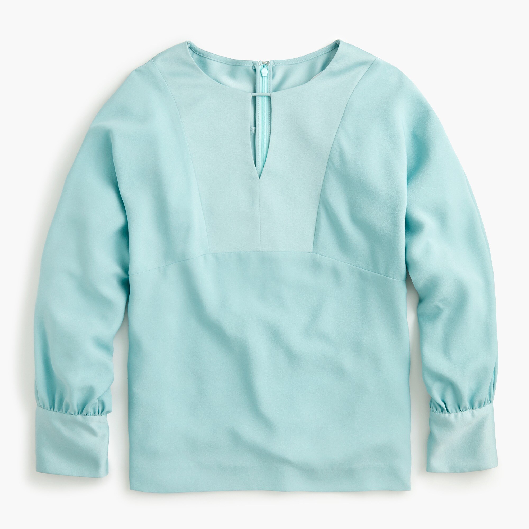 Keyhole V-neck top in satin-backed crepe